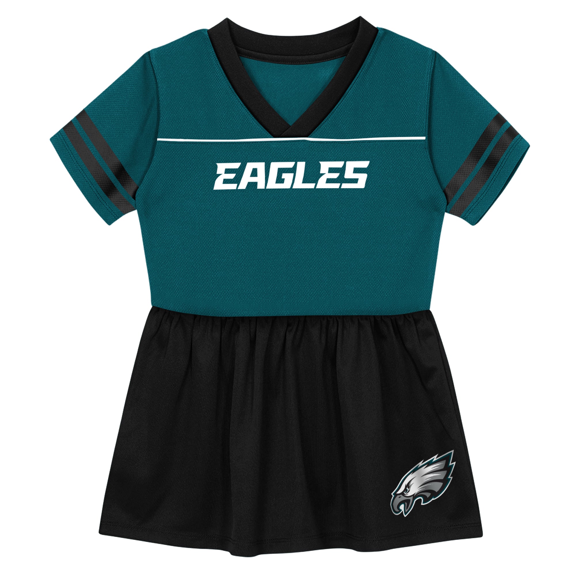 Toddler Outerstuff Midnight Green Philadelphia Eagles Stadium Lights V-Neck Fashion Football Jersey Dress