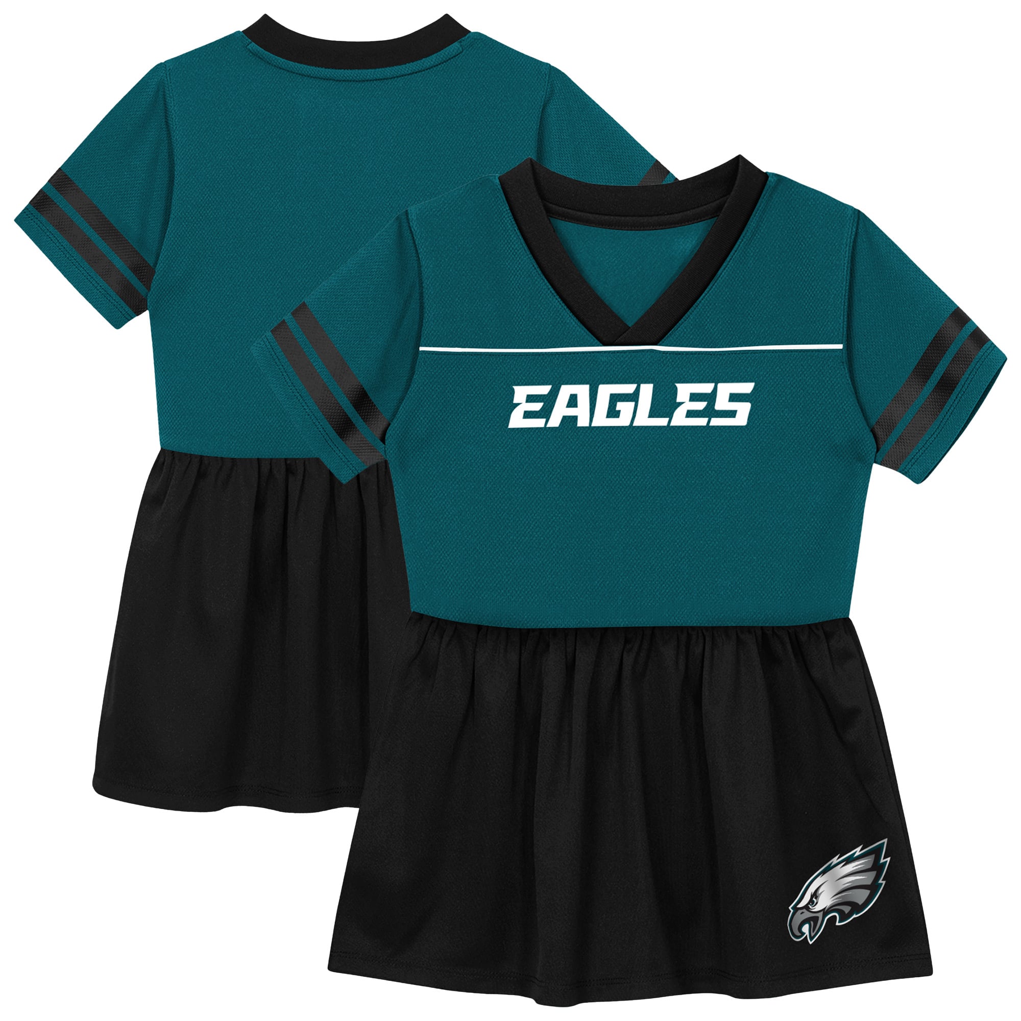 Toddler Outerstuff Midnight Green Philadelphia Eagles Stadium Lights V-Neck Fashion Football Jersey Dress