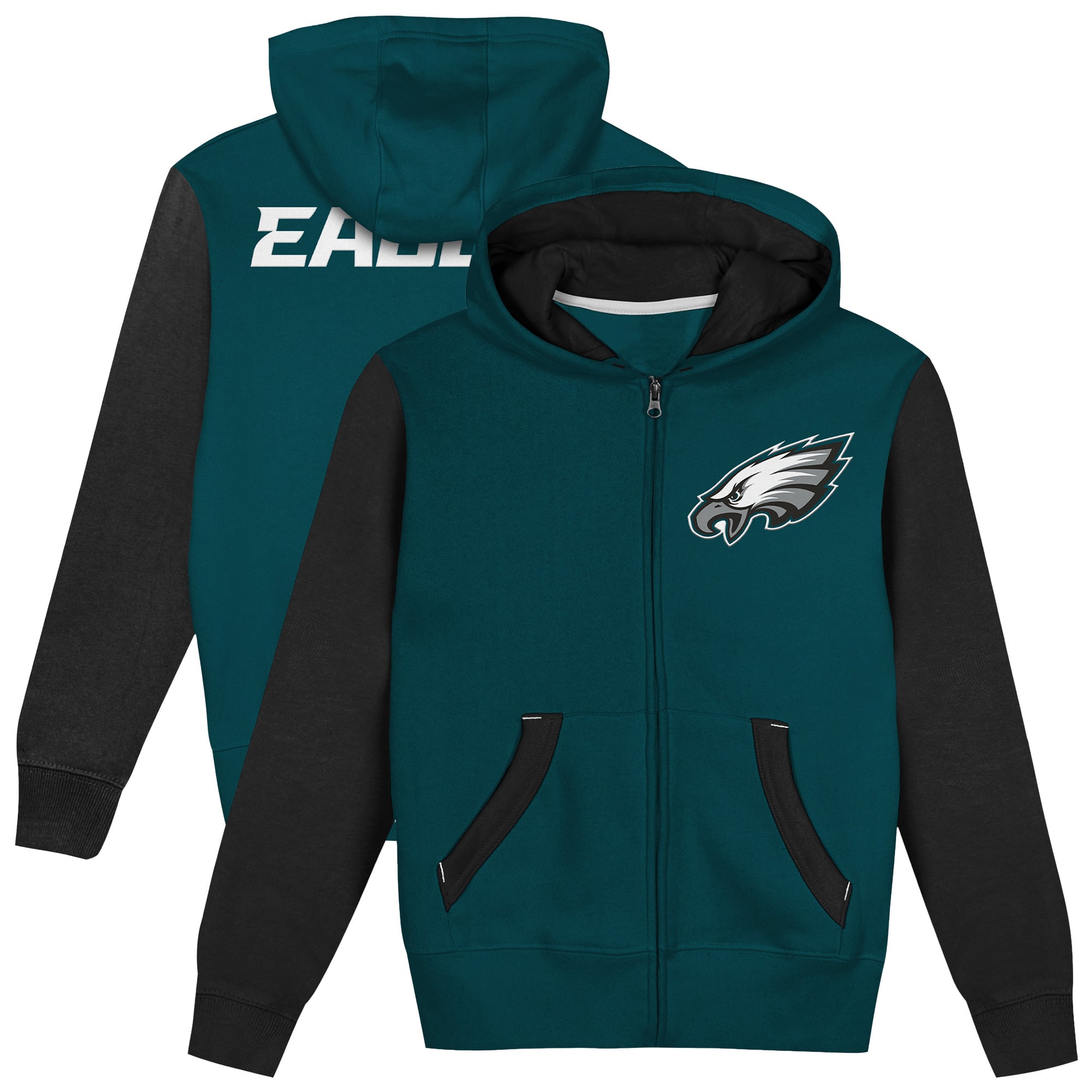Sweat à capuche zippé Outerstuff vert nuit/noir Philadelphia Eagles Stadium pour tout-petit