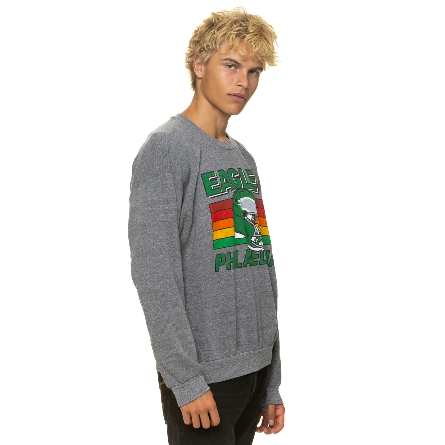 Sweat-shirt unisexe Aviator Nation gris chiné Philadelphia Eagles, coupe décontractée, en mélange de trois matières.