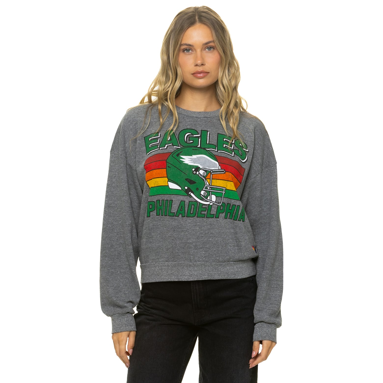 Sweat-shirt unisexe Aviator Nation gris chiné Philadelphia Eagles, coupe décontractée, en mélange de trois matières.