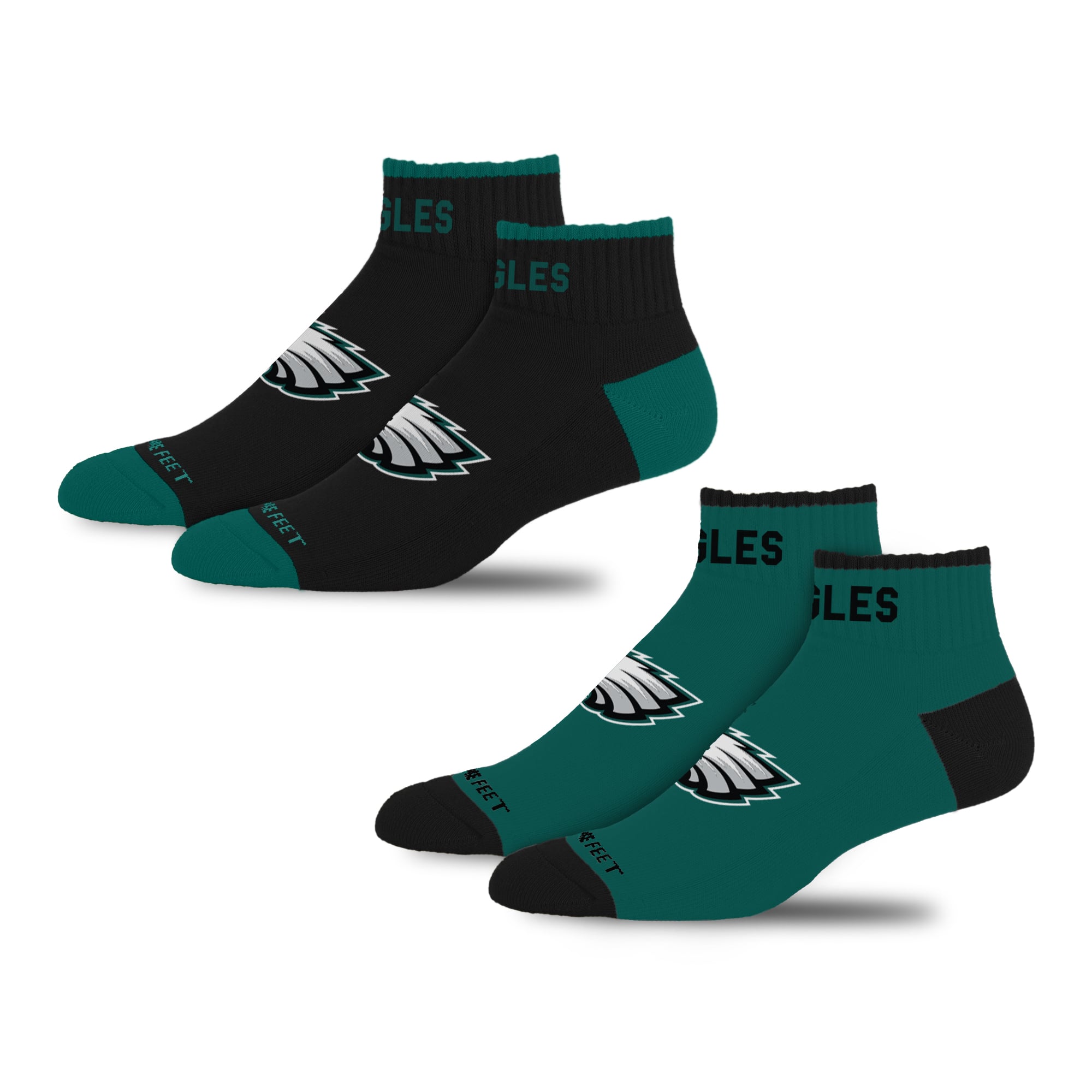 Unisex For Bare Feet  Philadelphia Eagles Front and Center 2-Pack Ankle Socks Set