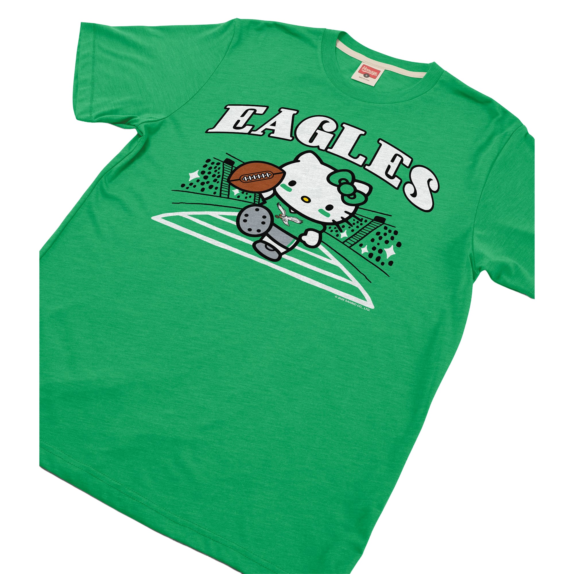 T-shirt unisexe hommage Kelly Green Philadelphia Eagles x Hello Kitty en mélange de trois matières
