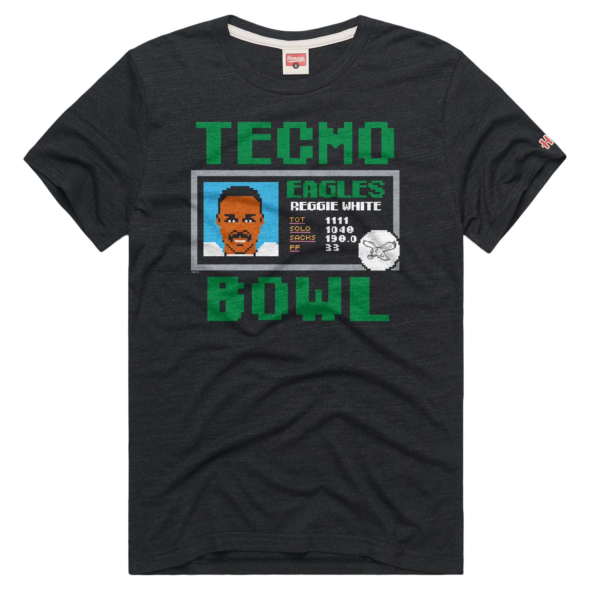 Unisex Homage Reggie White Charcoal Philadelphia Eagles Tecmo Bowl Retired Player Graphic Tri-Blend T-Shirt