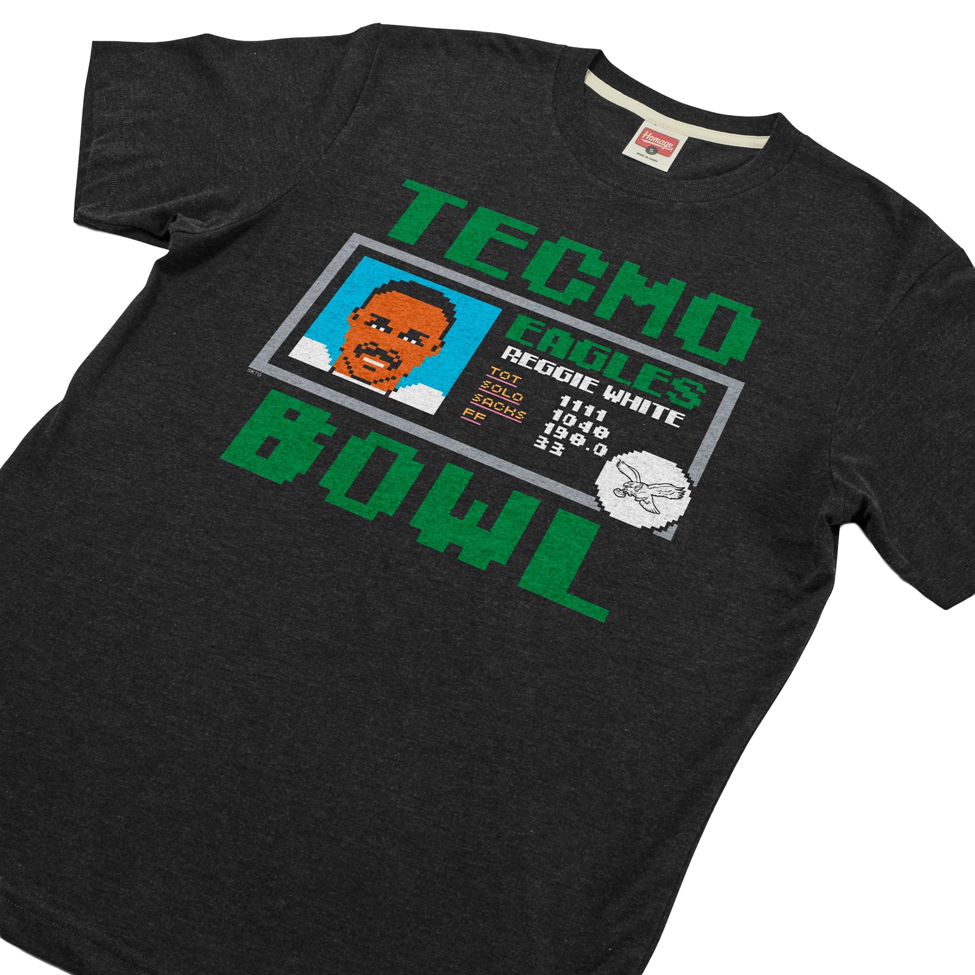 Unisex Homage Reggie White Charcoal Philadelphia Eagles Tecmo Bowl Retired Player Graphic Tri-Blend T-Shirt