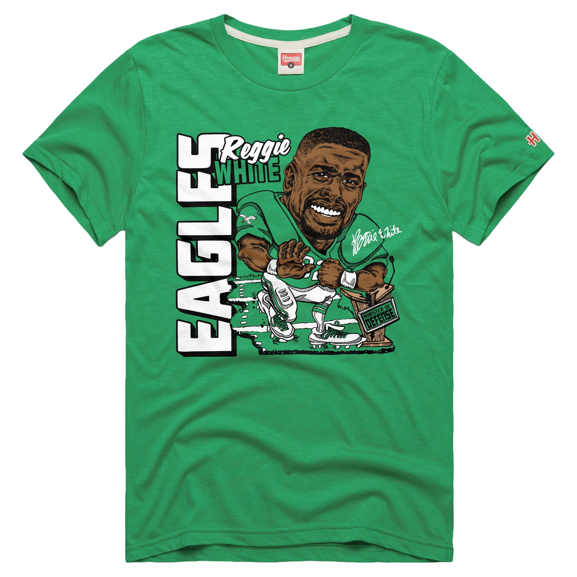 T-shirt unisexe en mélange de trois matières, hommage à Reggie White Stone, joueur des Eagles Philadelphie.