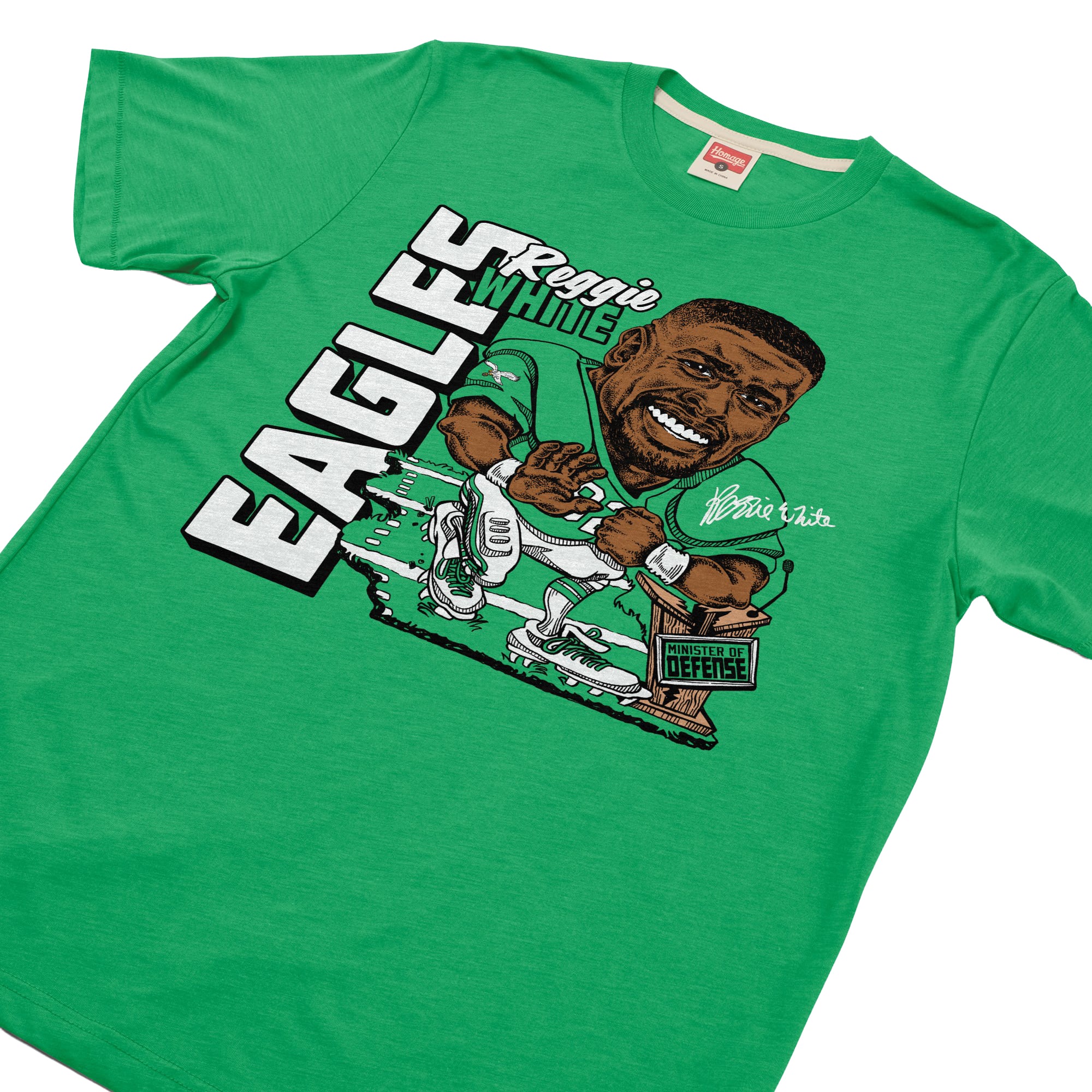T-shirt unisexe en mélange de trois matières, hommage à Reggie White Stone, joueur des Eagles Philadelphie.