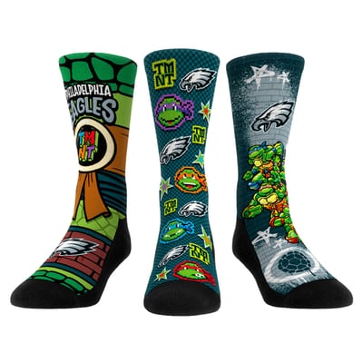  Philadelphia Eagles Rock Em Unisex TMNT Three-Pack Crew Sock Set - Green
