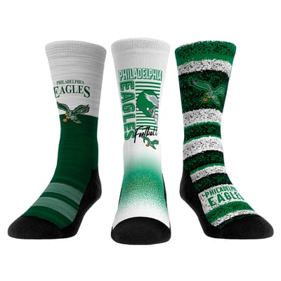 Philadelphia Eagles Rock Em Unisex Throwback Three-Pack Crew Sock Set - 