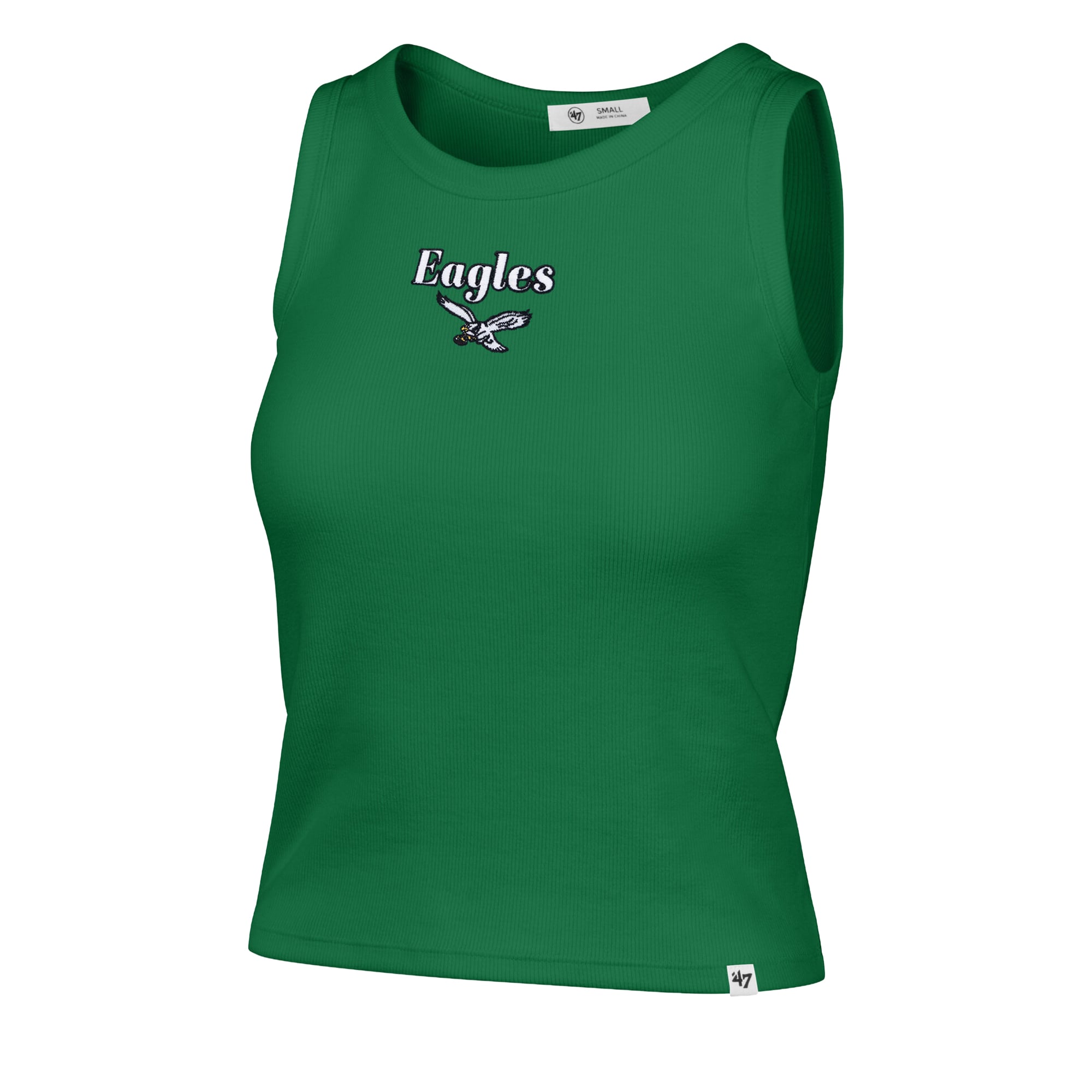 Women's '47  Kelly Green Philadelphia Eagles Cropped Straight Cut Ribbed Baby Tank Top