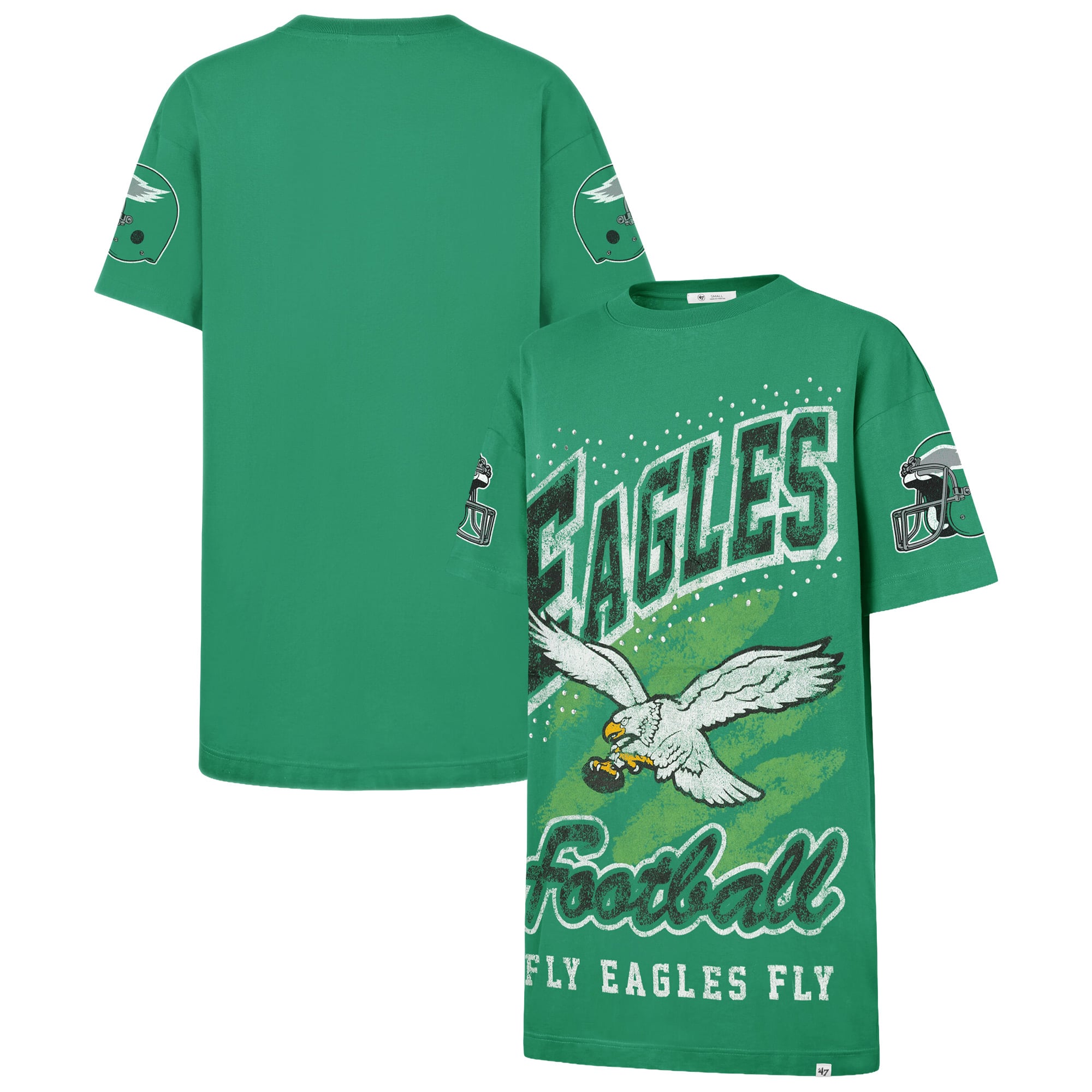Women's '47 Kelly Green Philadelphia Eagles Oversized Gemstone Swash T-Shirt Dress