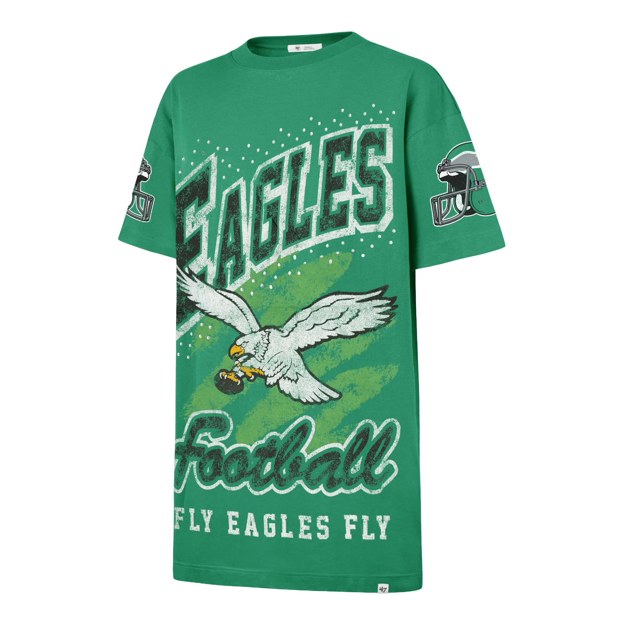 Women's '47 Kelly Green Philadelphia Eagles Oversized Gemstone Swash T-Shirt Dress