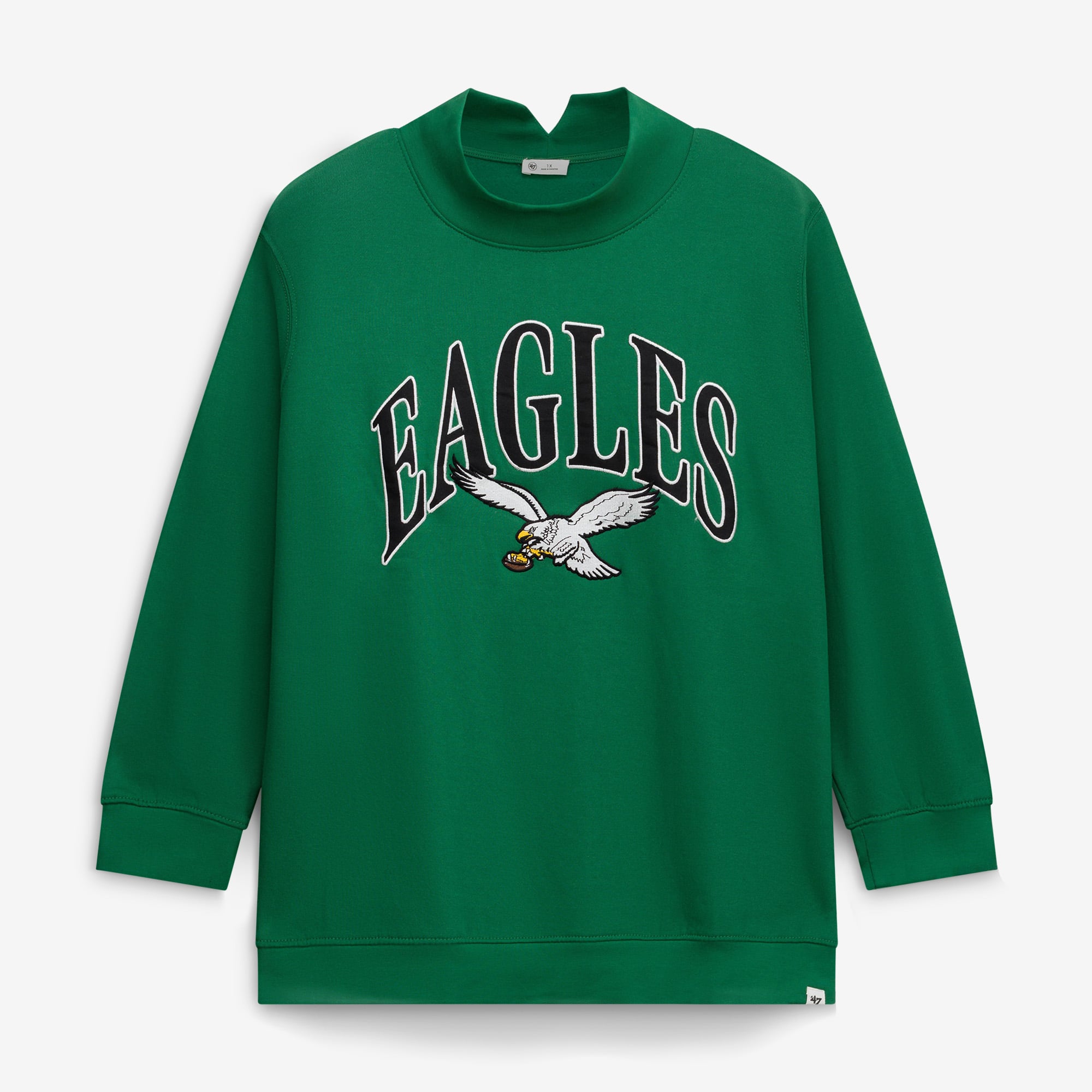 Women's '47 Kelly Green Philadelphia Eagles Plus Vantage Mock Neck Pullover