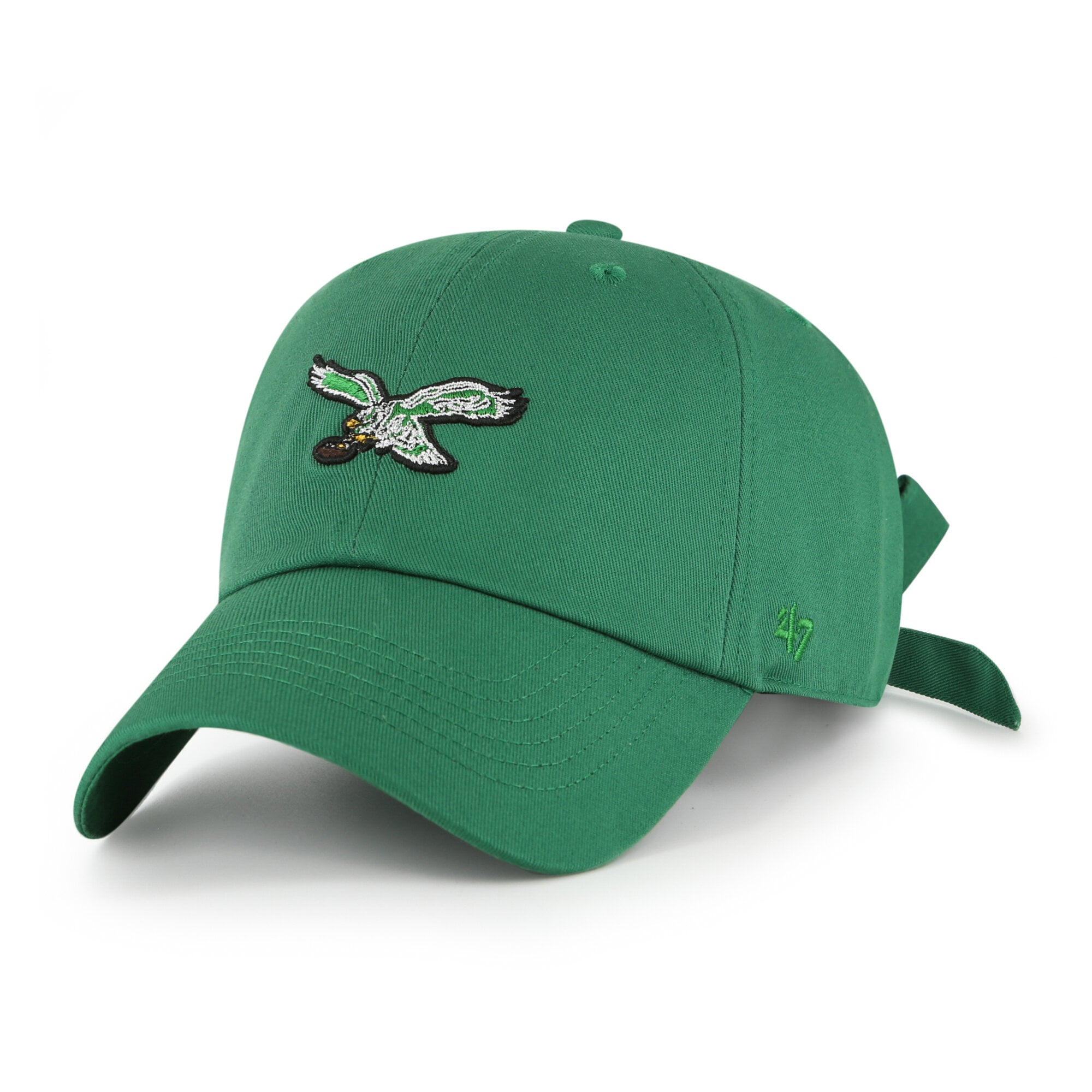 Women's '47 Kelly Green Philadelphia Eagles Throwback Bow Back Clean Up Adjustable Hat