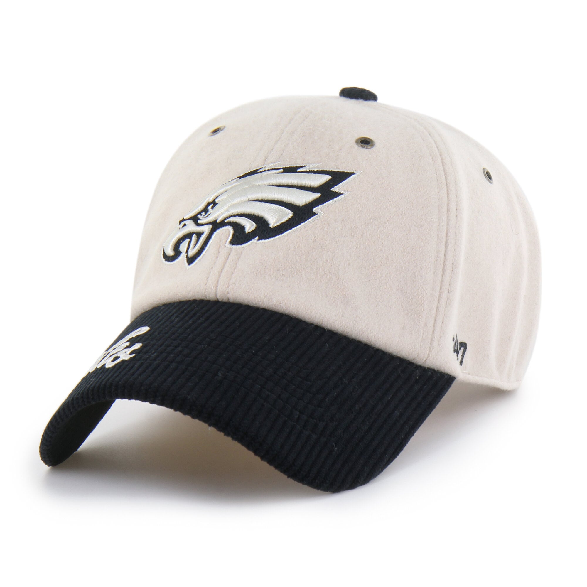Women's '47 Natural/Black Philadelphia Eagles Rope Script Clean Up Adjustable Hat