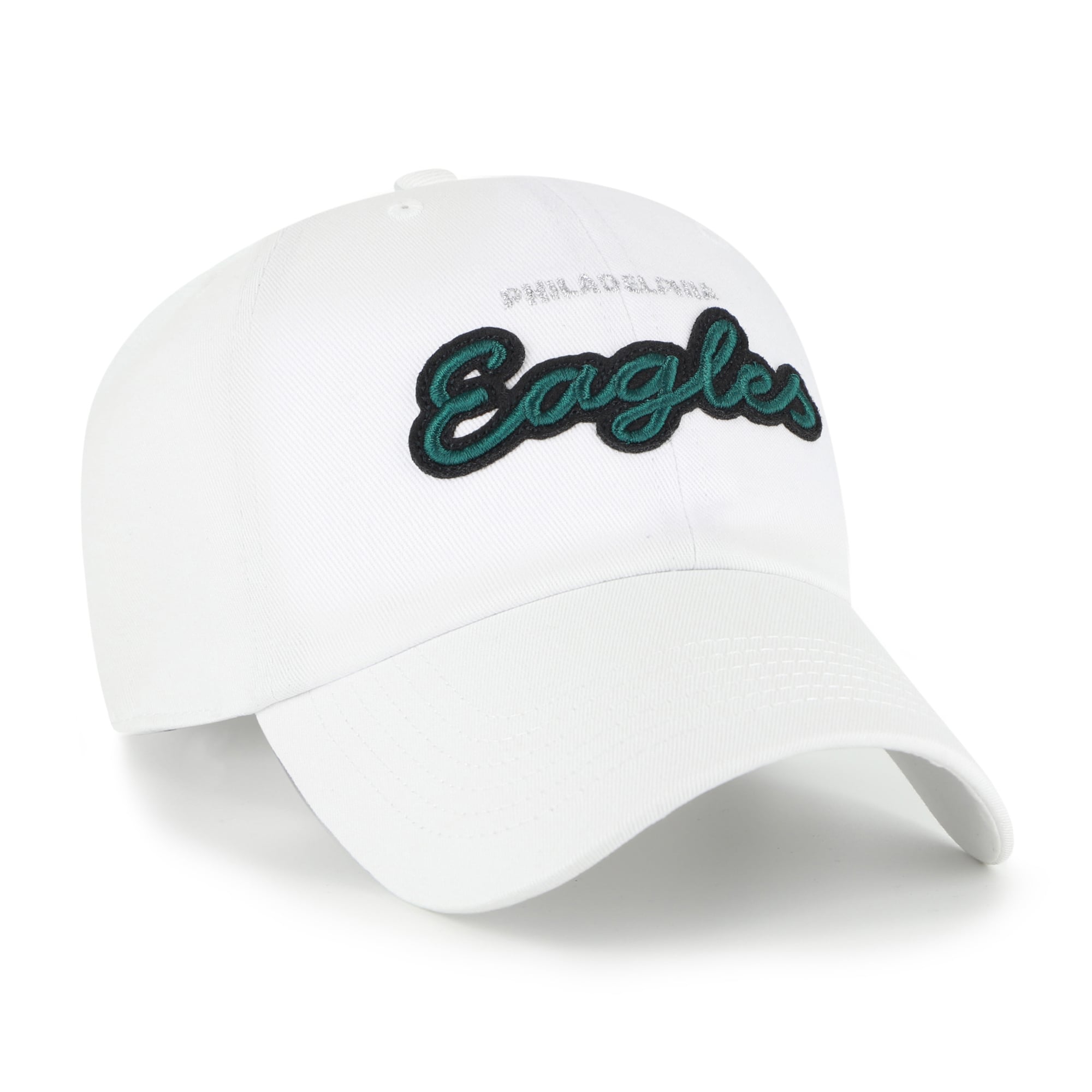 Women's '47  White Philadelphia Eagles Trendy Script Clean Up Adjustable Hat