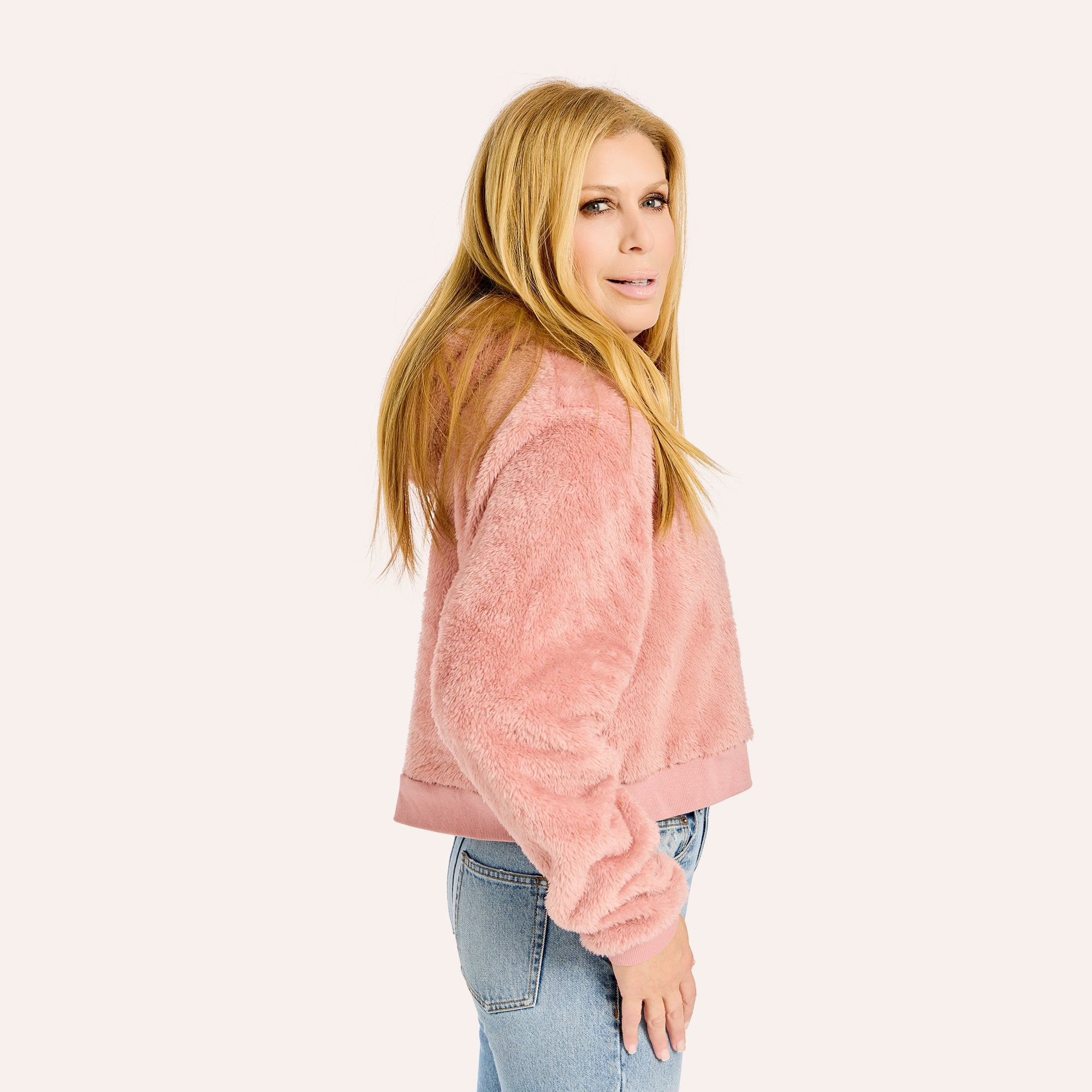 Women's by Jill Martin Pink Philadelphia Eagles Tonal Sherpa Cropped Hoodie