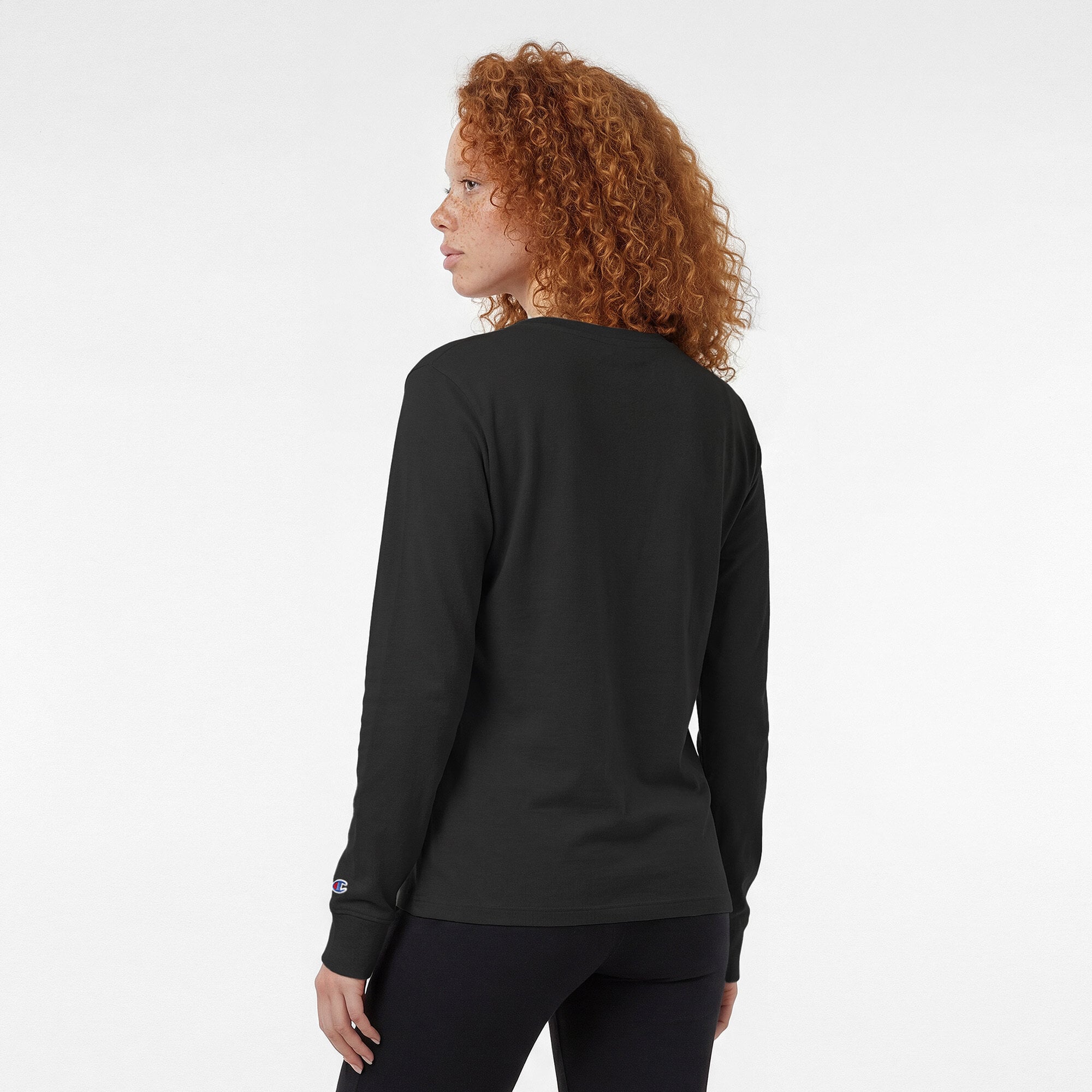 T-shirt à manches longues Champion noir pour femmes, logo principal des Eagles de Philadelphie