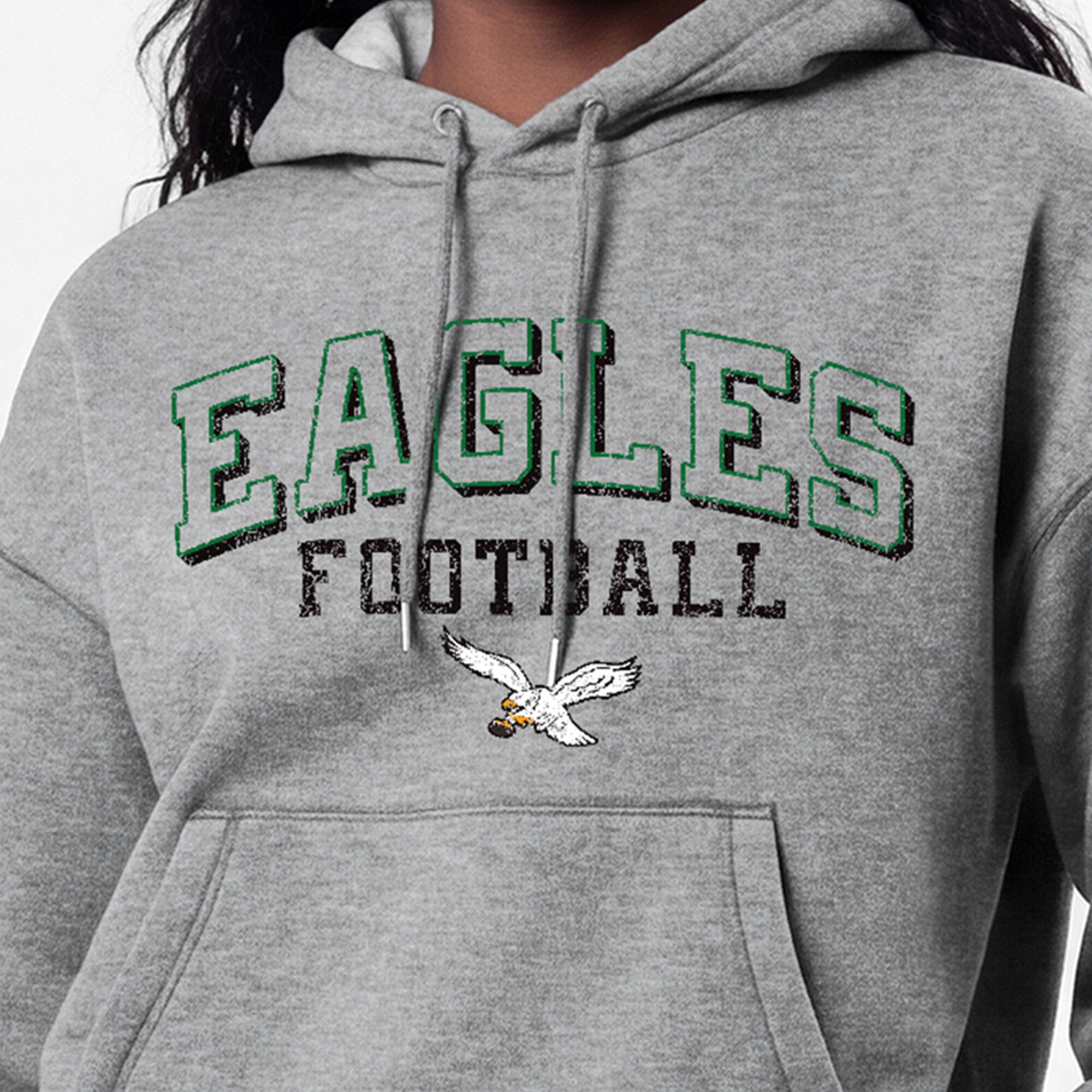Sweat à capuche Champion Triumph Tri-Blend gris pour femme, modèle Philadelphia Eagles.