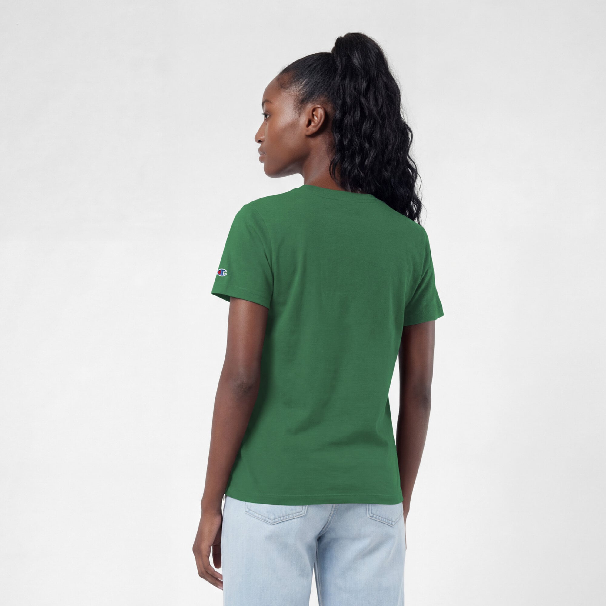 T-shirt Champion Kelly Green Philadelphia Eagles pour femmes, logo rétro arqué