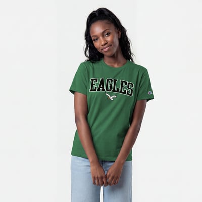 Philadelphia Eagles Champion Women's Arched Over Throwback Logo T-Shirt - Kelly Green
