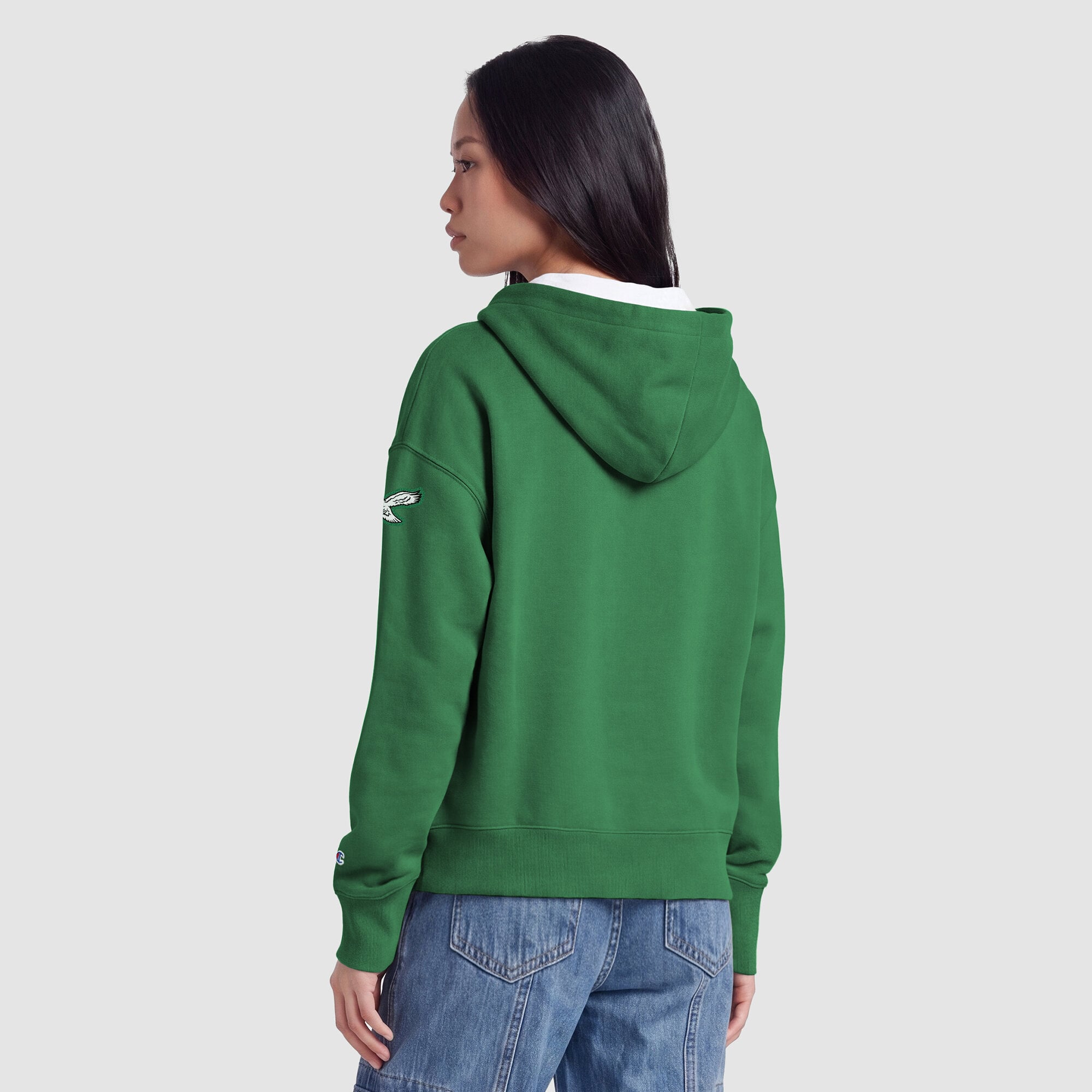 Sweat à capuche zippé Champion Kelly Green Philadelphia Eagles pour femme