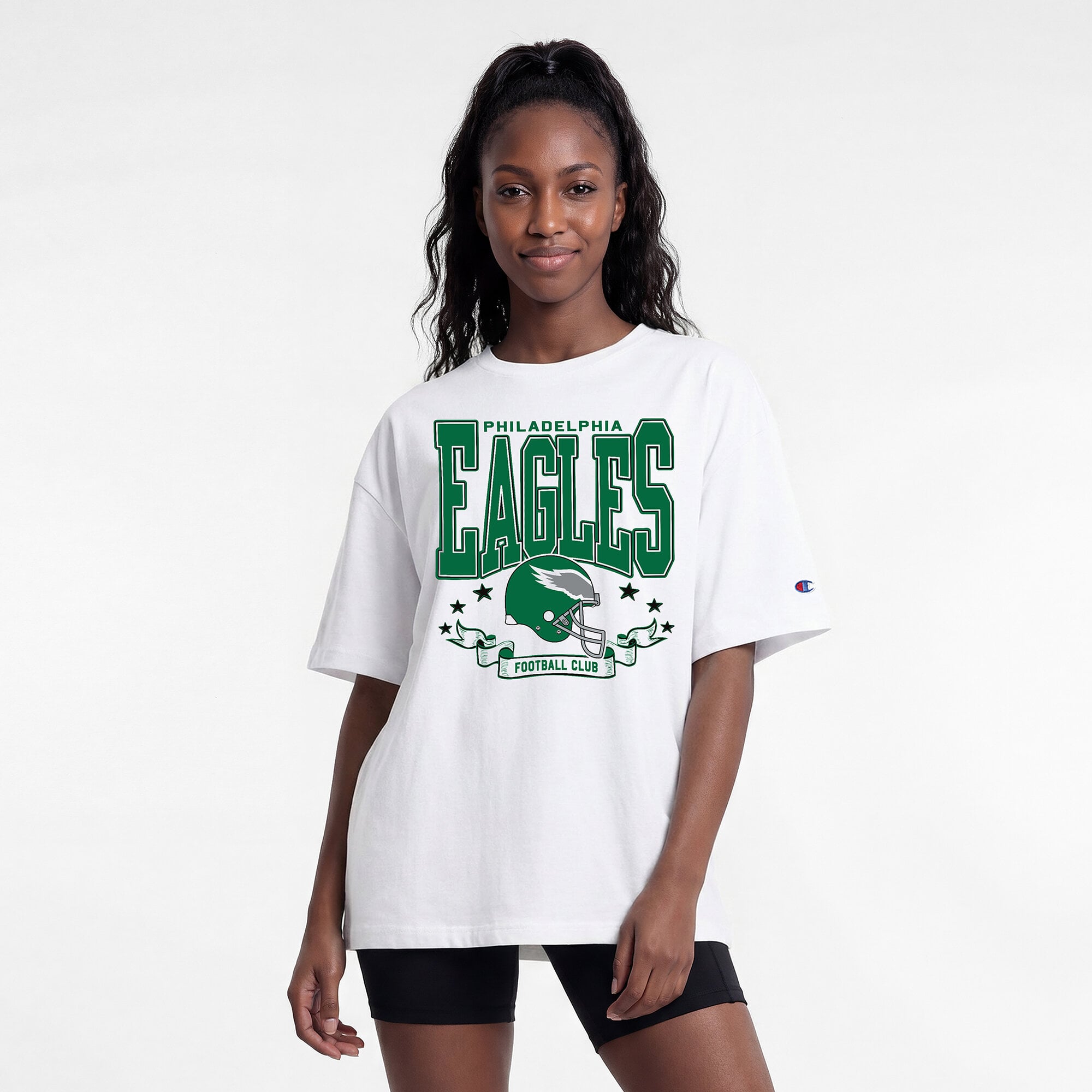 Women's Champion White Philadelphia Eagles Oversized T-Shirt