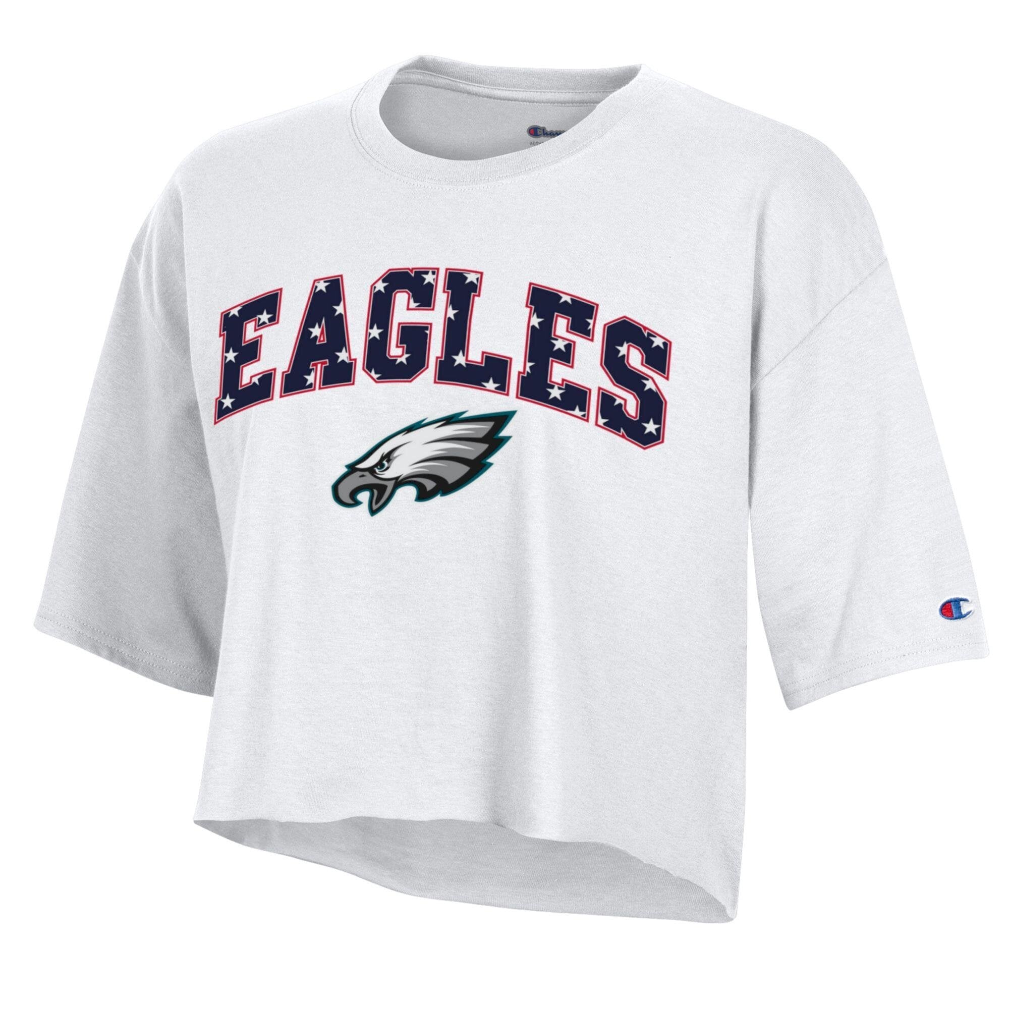 T-shirt court blanc à étoiles des Eagles de Philadelphie pour femmes