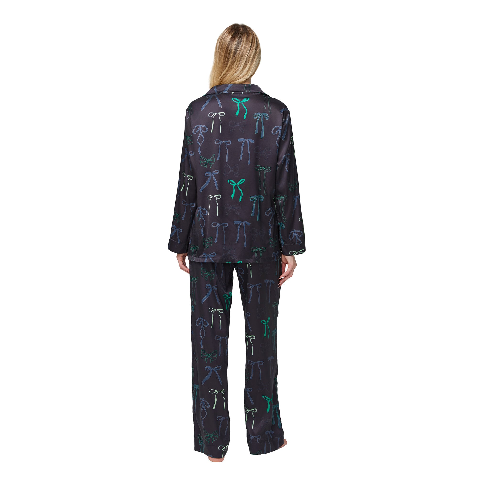 Ensemble de nuit Concepts Sport pour femme, haut à manches longues et pantalon en satin noir motif coquelicot des Philadelphia Eagles