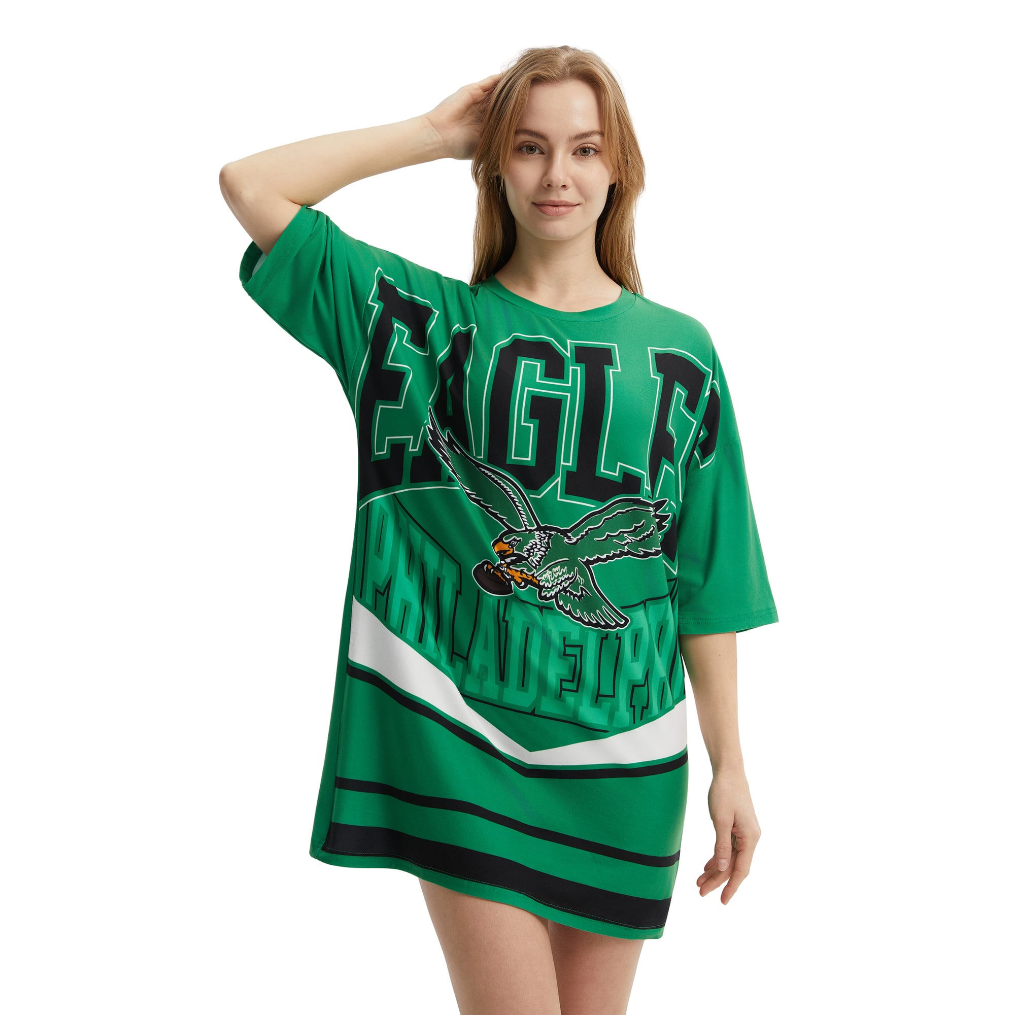 Robe de nuit en maille mosaïque vert Kelly des Eagles Philadelphie Concepts Sport pour femme