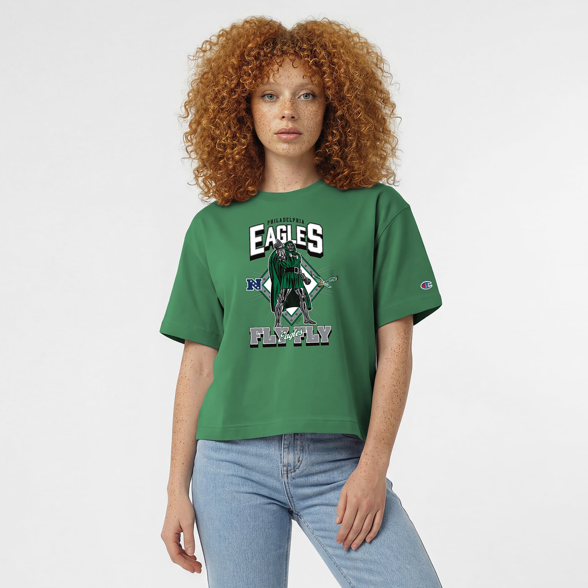 T-shirt Disney x Champion Kelly Green Philadelphia Eagles Doctor Doom All-Star pour femmes