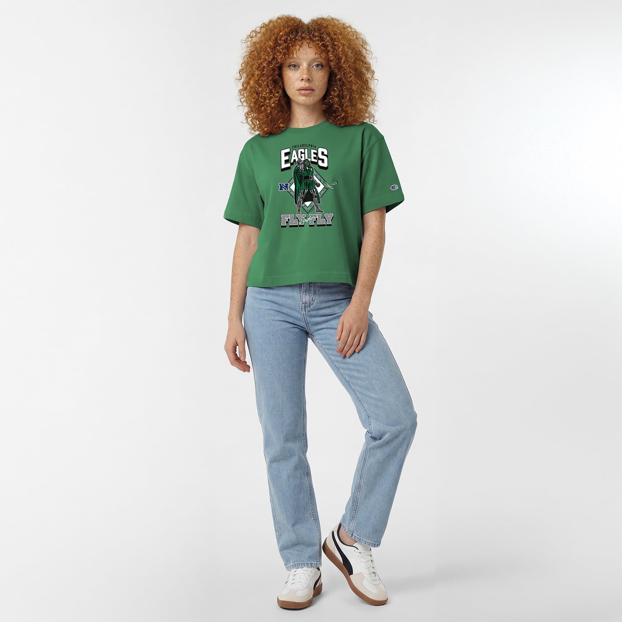 T-shirt Disney x Champion Kelly Green Philadelphia Eagles Doctor Doom All-Star pour femmes
