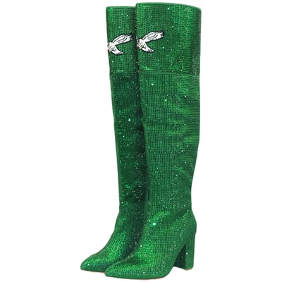  Philadelphia Eagles FABGATING by Cuce Women's Team Color Crystal Over-The-Knee Boots - Kelly Green