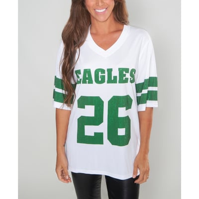 Saquon Barkley Philadelphia Eagles FABGATING by Cuce Women's Crystal V-Neck Tunic - White