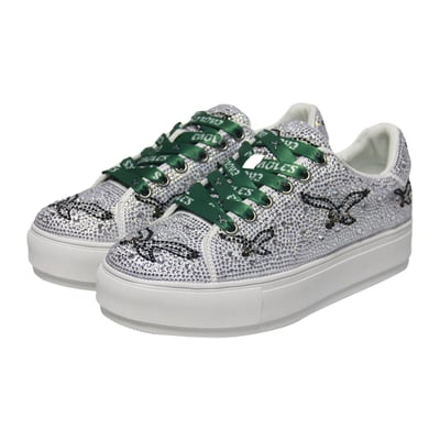  Philadelphia Eagles FABGATING by Cuce Women's Crystal Team Logo Sneakers - White