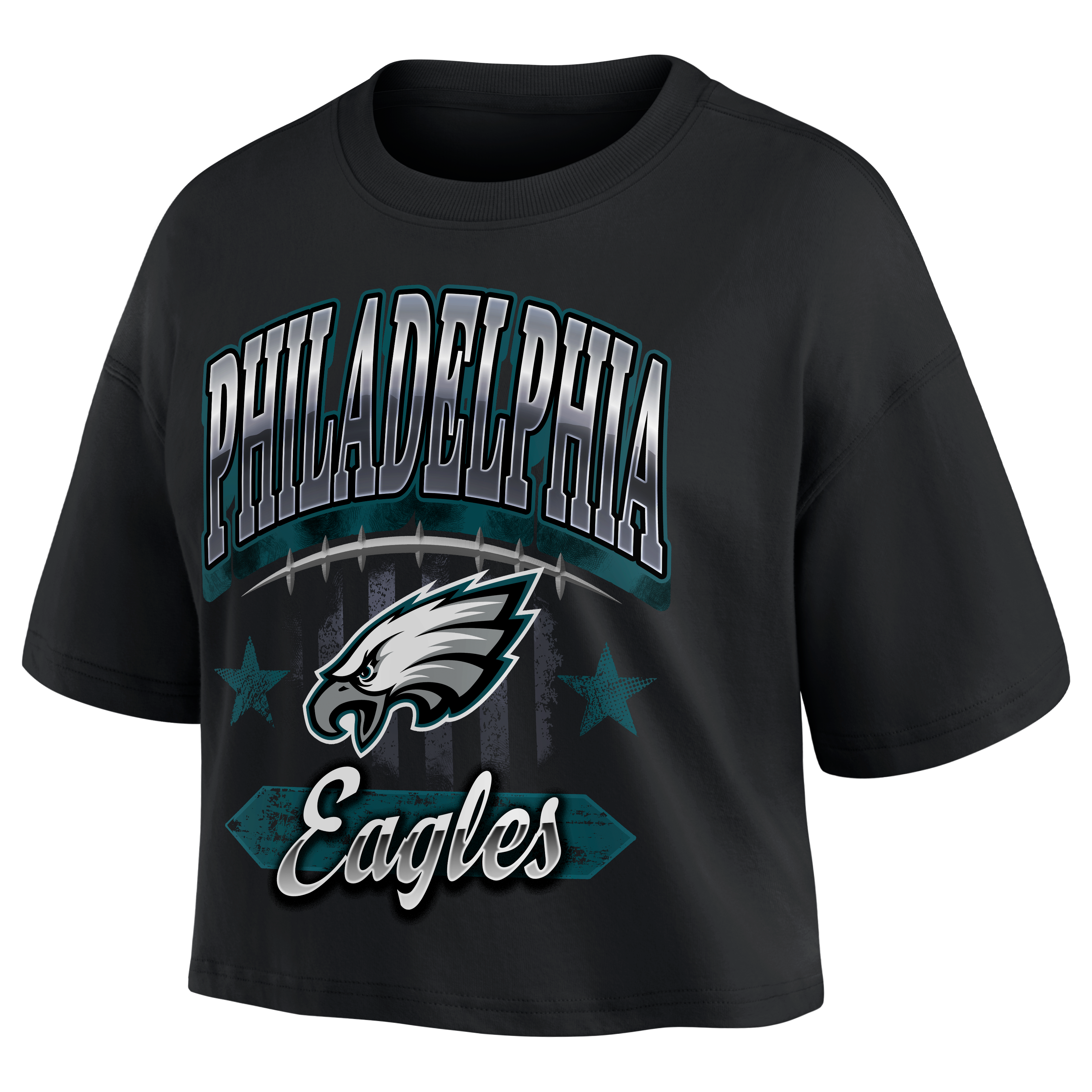 Women's Fanatics Black Philadelphia Eagles Americana Cropped T-Shirt