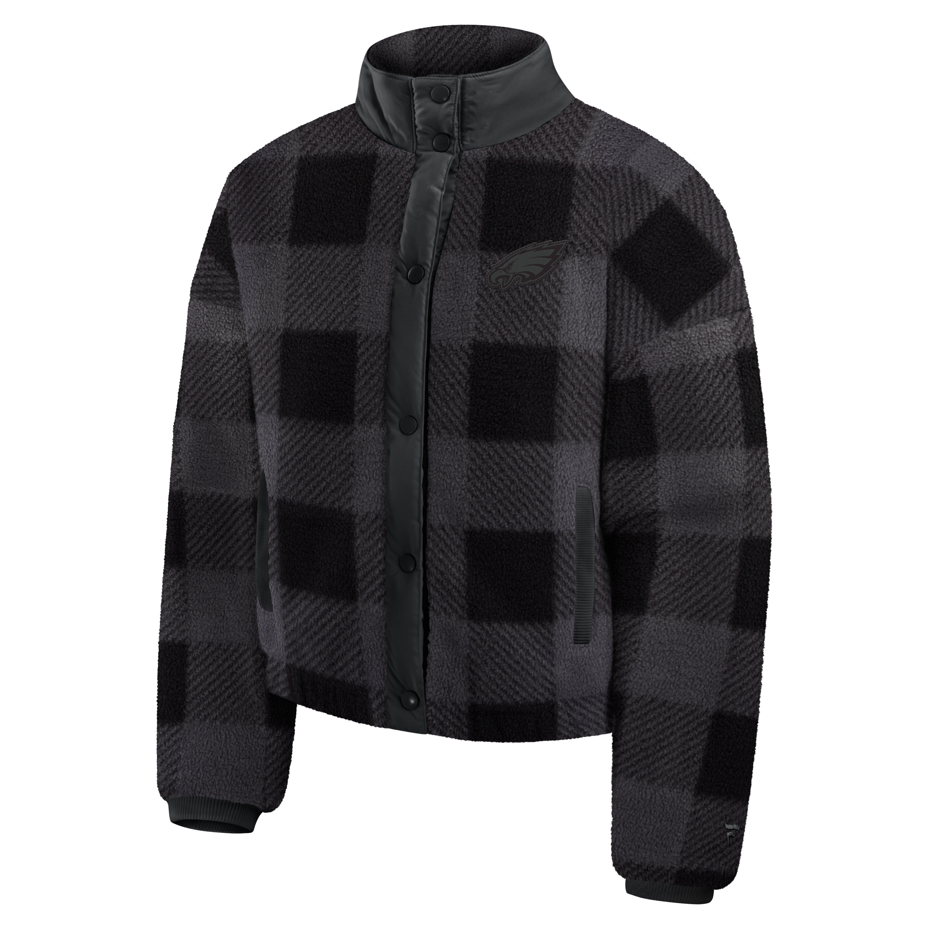 Women's Fanatics Black Philadelphia Eagles Plaid Fleece Full-Zip Jacket