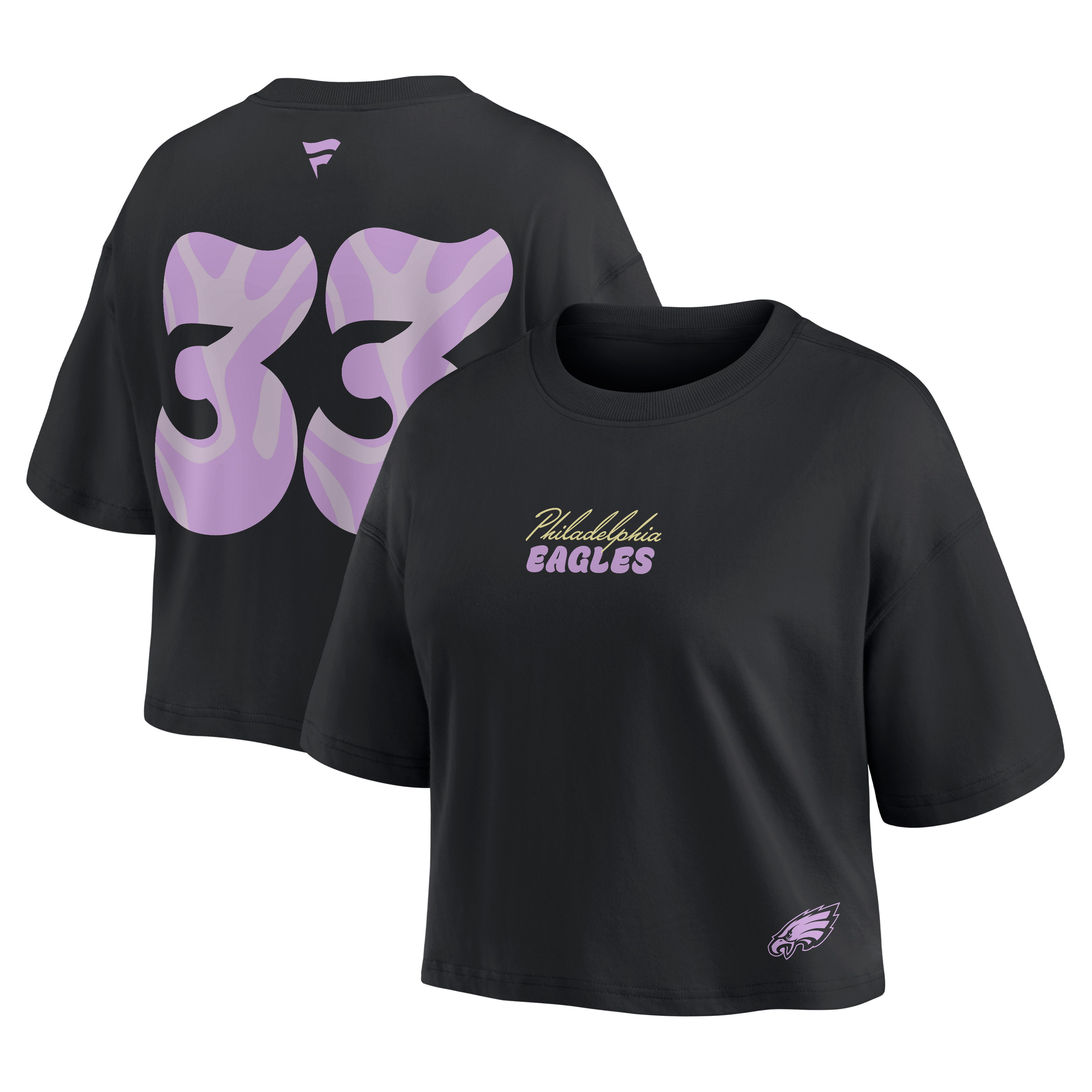 Women's Fanatics Cooper DeJean Black Philadelphia Eagles Fashion Cropped T-Shirt