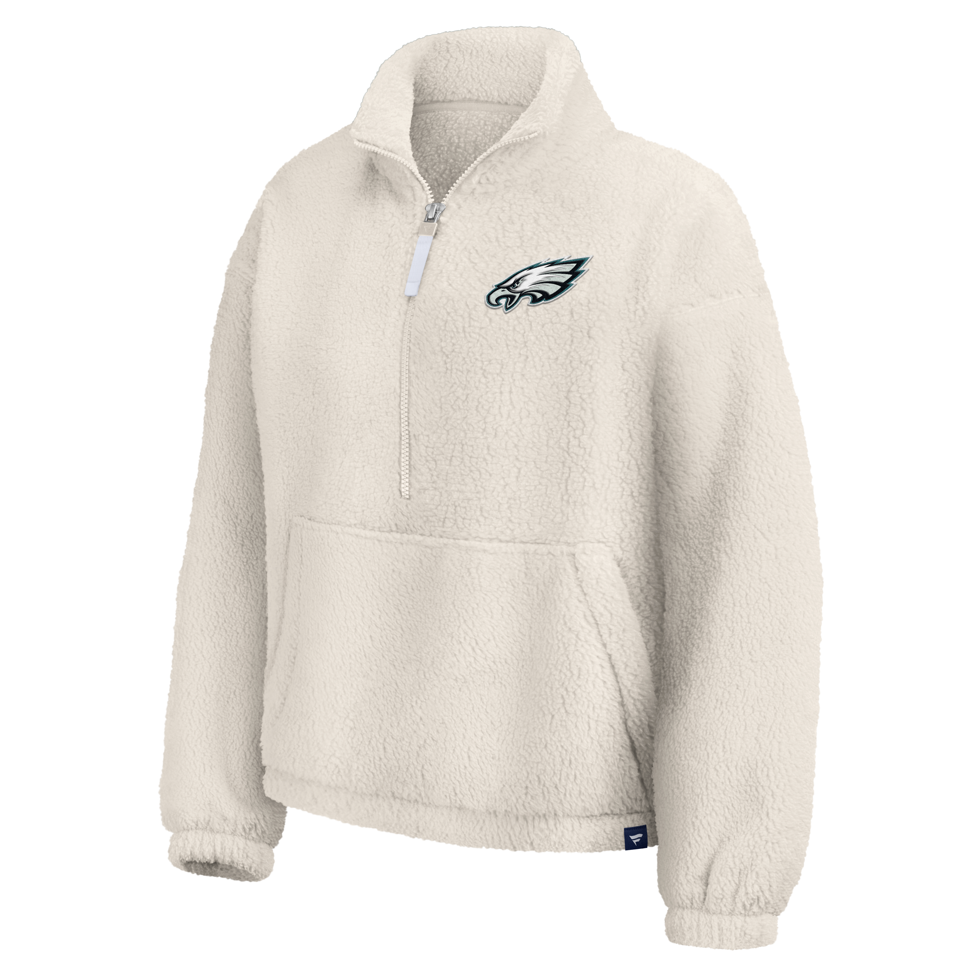 Pull-over oversize à demi-zip en sherpa crème Philadelphia Eagles pour femme de Fanatics