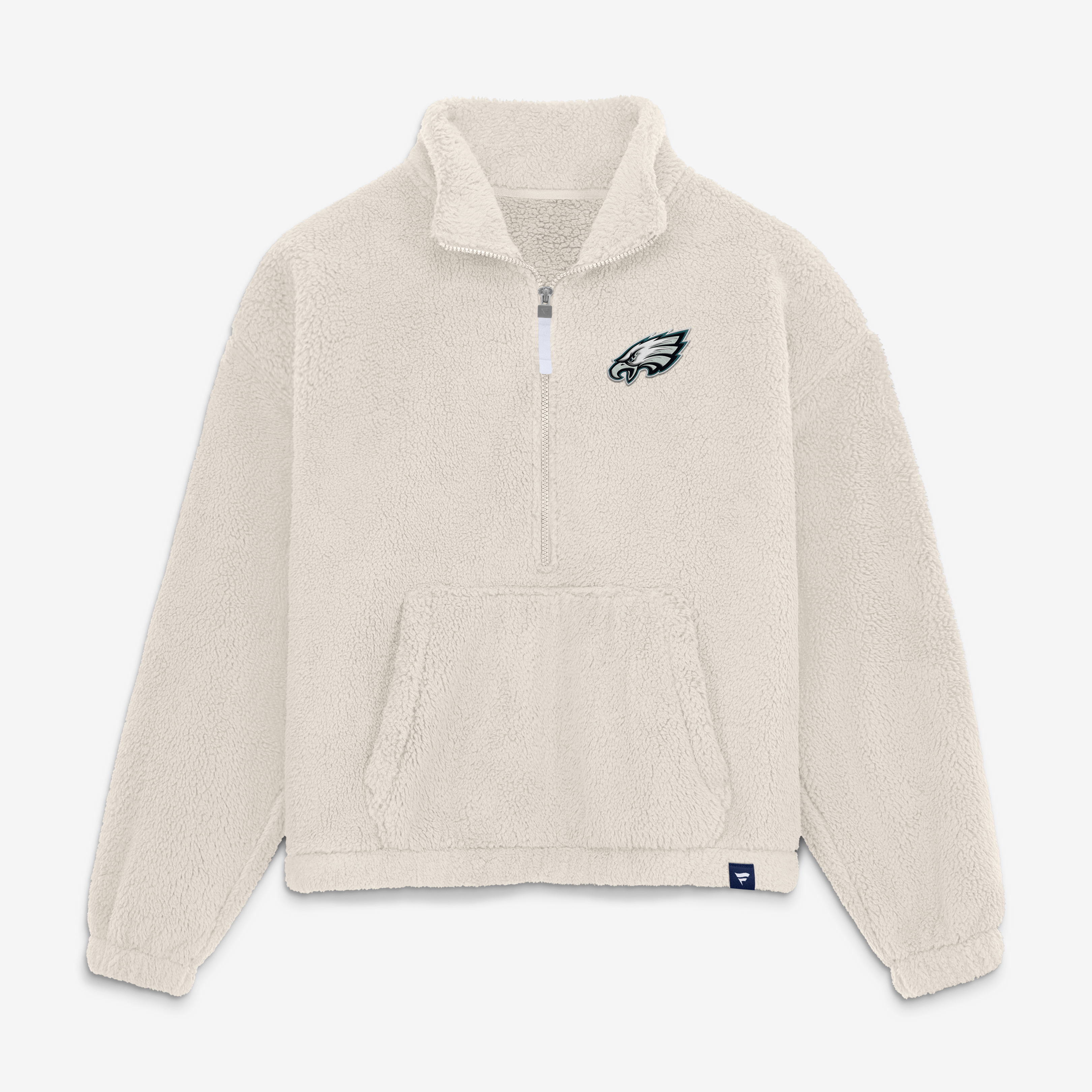 Pull-over oversize à demi-zip en sherpa crème Philadelphia Eagles pour femme de Fanatics