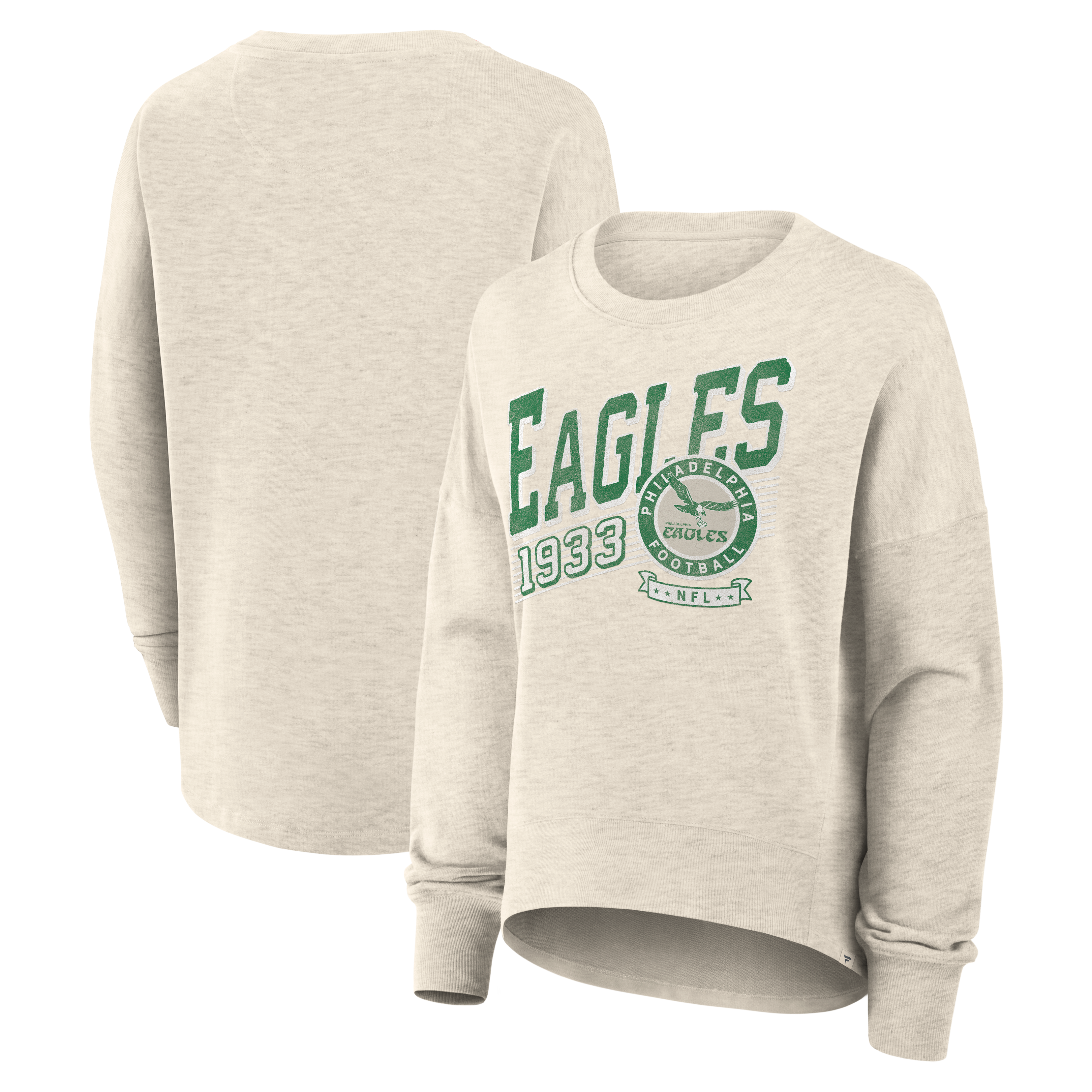 Women's Fanatics Cream Philadelphia Eagles Oversized Heritage Sweatshirt