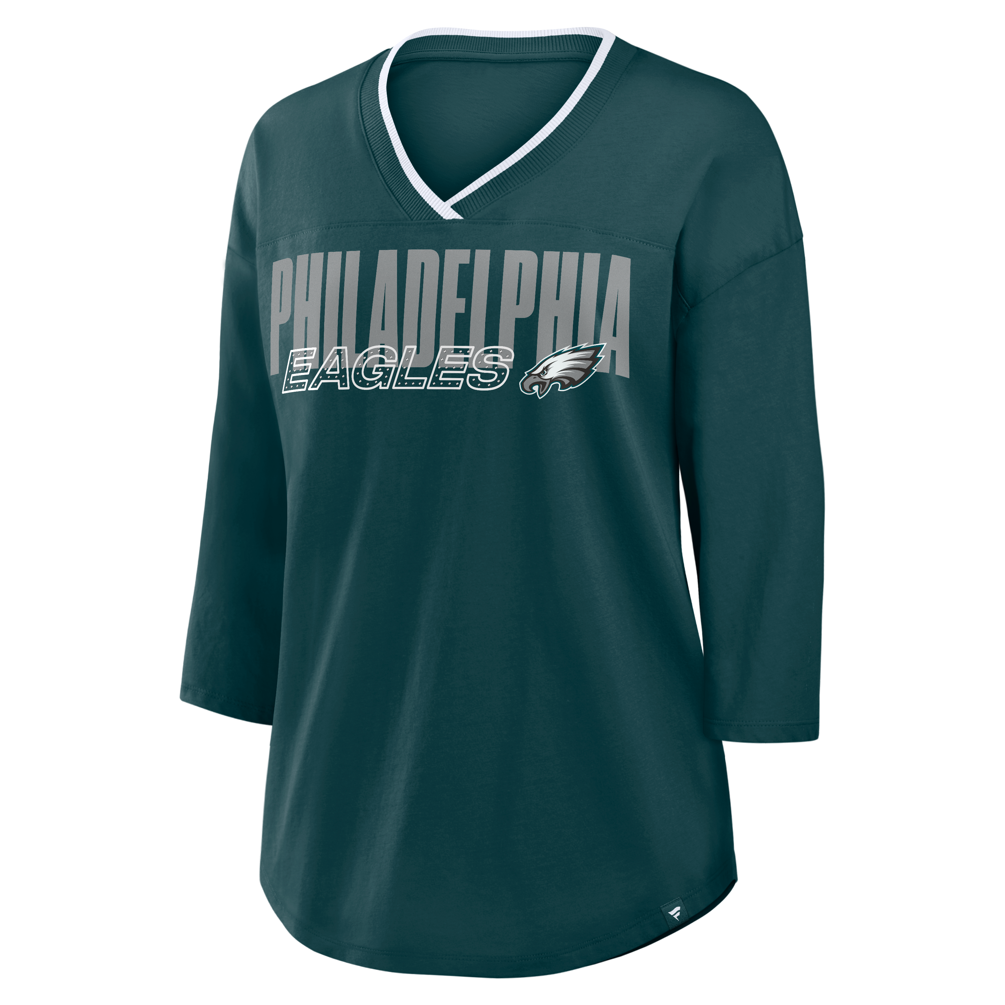 Women's Fanatics Midnight Green Philadelphia Eagles Plus Deceptive Juke 3/4-Sleeve V-Neck T-Shirt