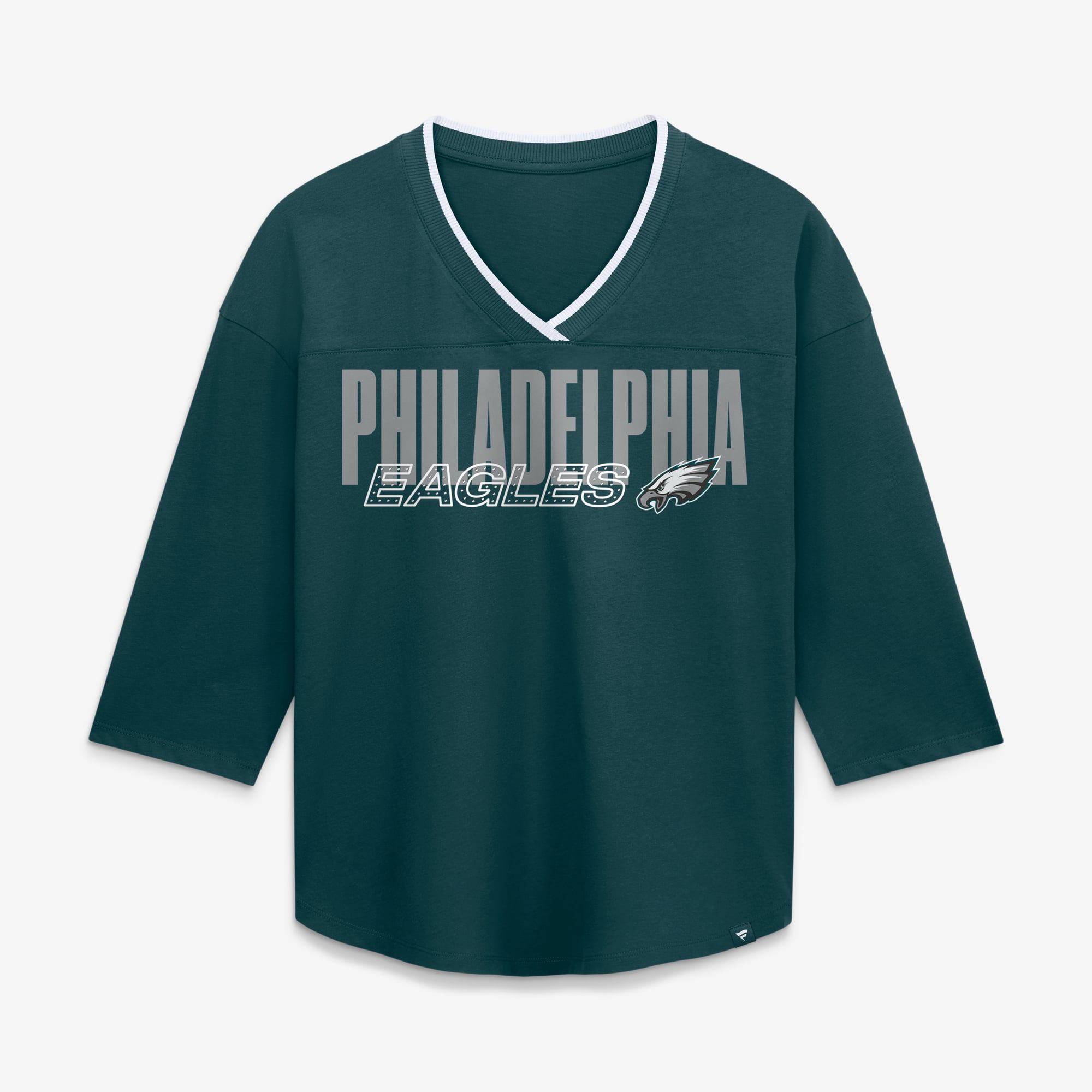 Women's Fanatics Midnight Green Philadelphia Eagles Plus Deceptive Juke 3/4-Sleeve V-Neck T-Shirt