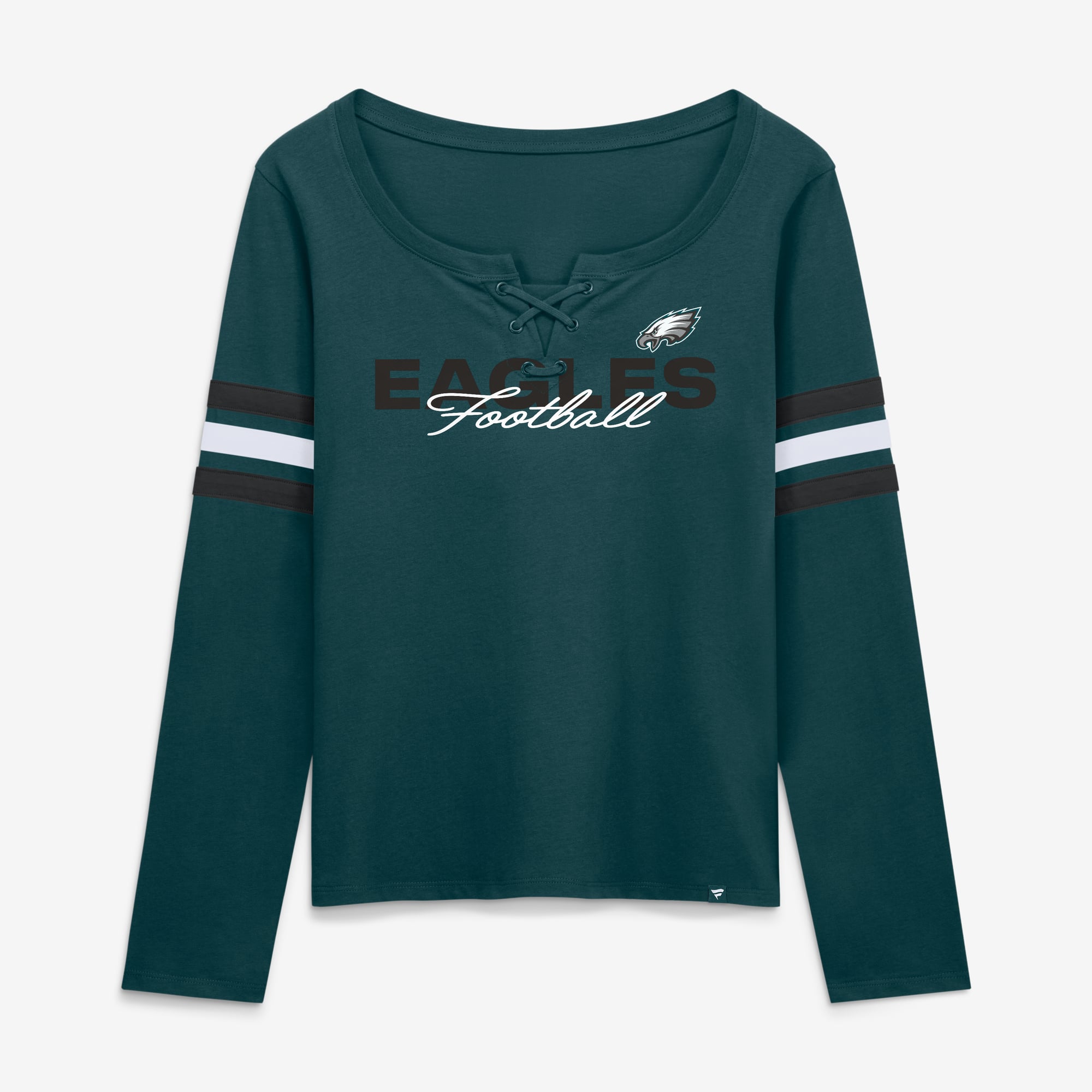 T-shirt à manches longues lacets Fanatics Midnight Green Philadelphia Eagles pour femmes