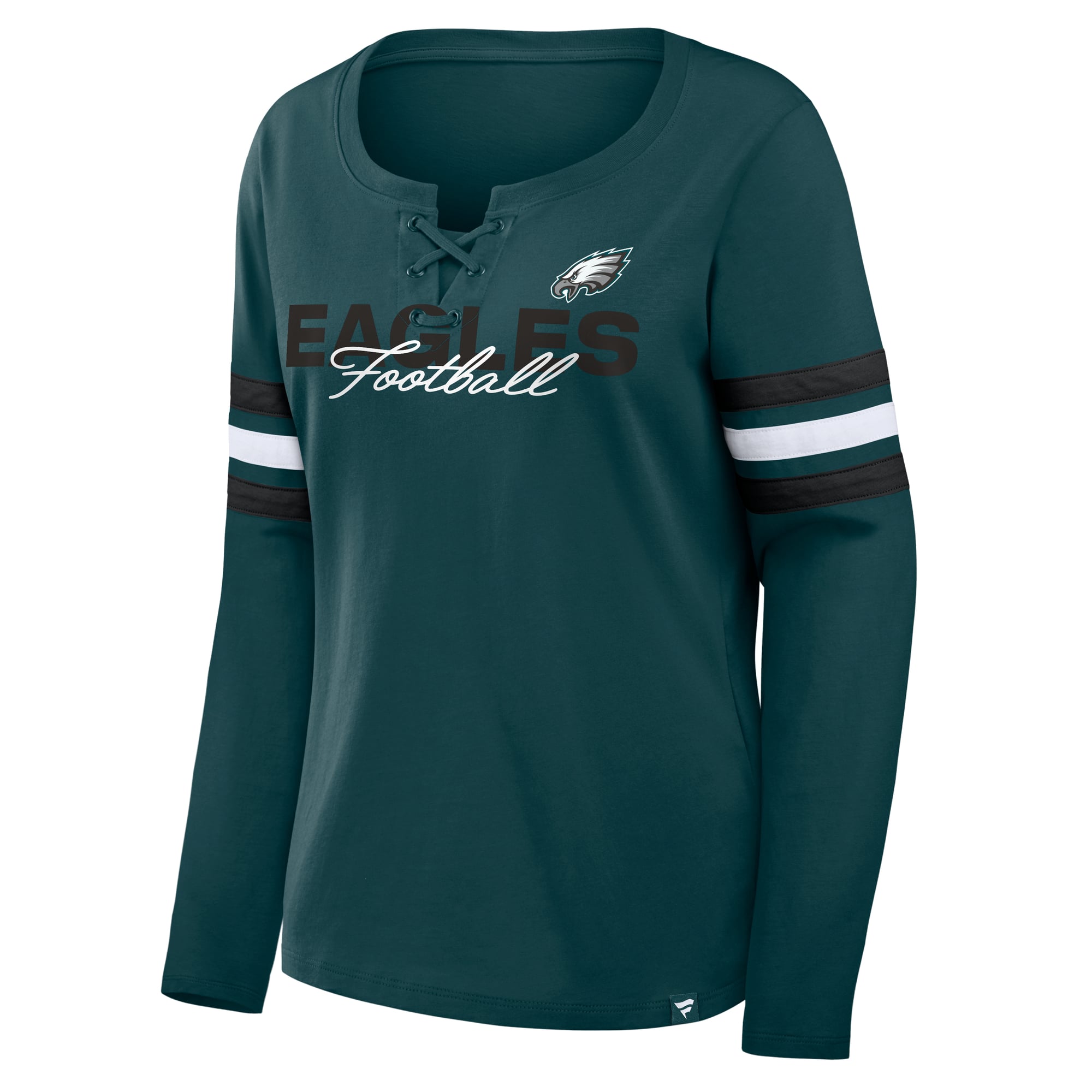 T-shirt à manches longues lacets Fanatics Midnight Green Philadelphia Eagles pour femmes