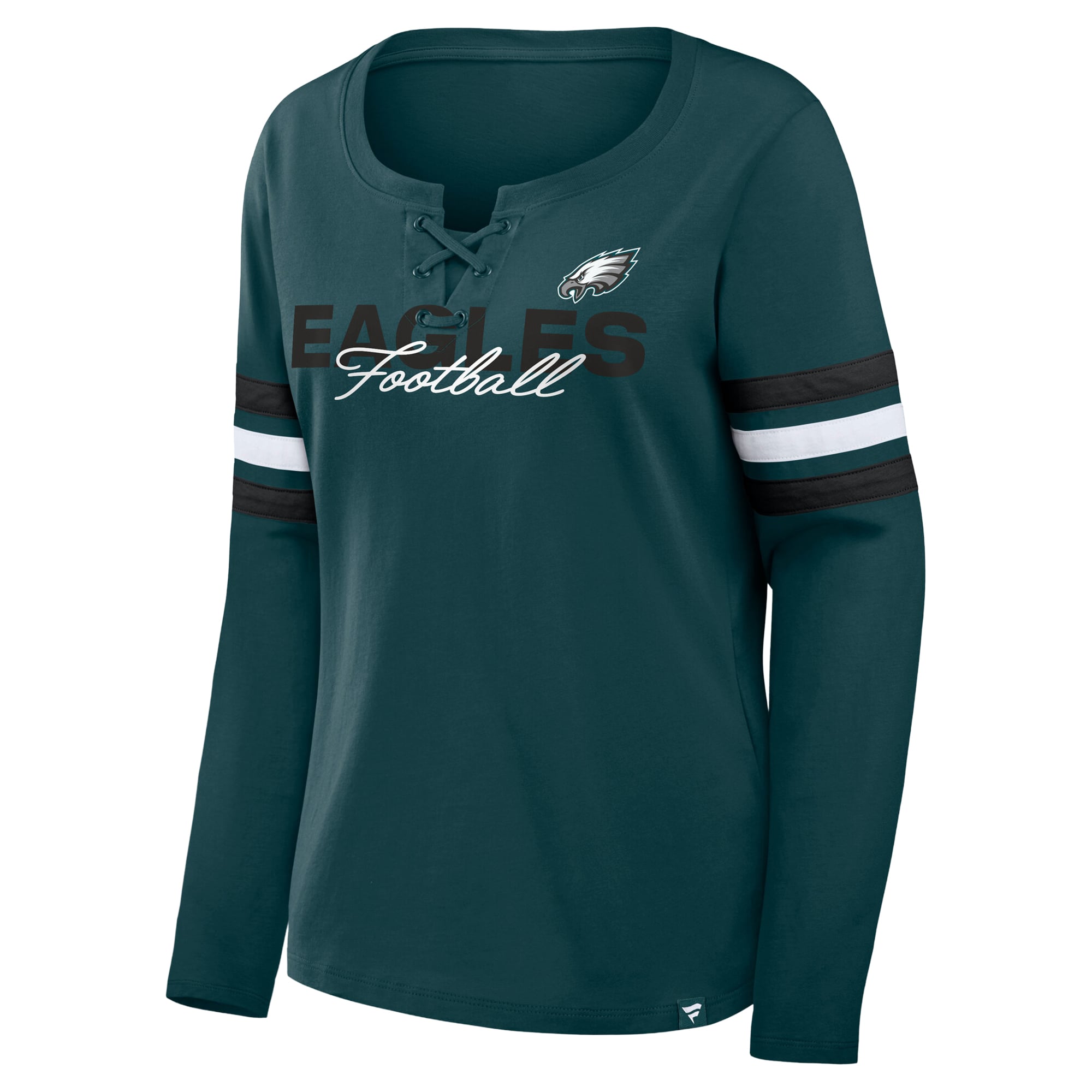 Women's Fanatics Midnight Green/Black Philadelphia Eagles Plus Coverage Scheme Lace-Up Long Sleeve T-Shirt