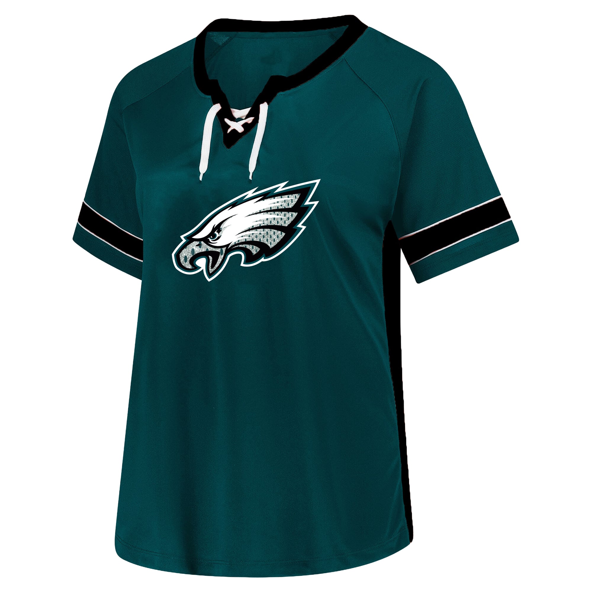T-shirt Fanatics Saquon Barkley vert nuit pour femme, Philadelphia Eagles, grande taille, avec dentelle et strass, nom numéro