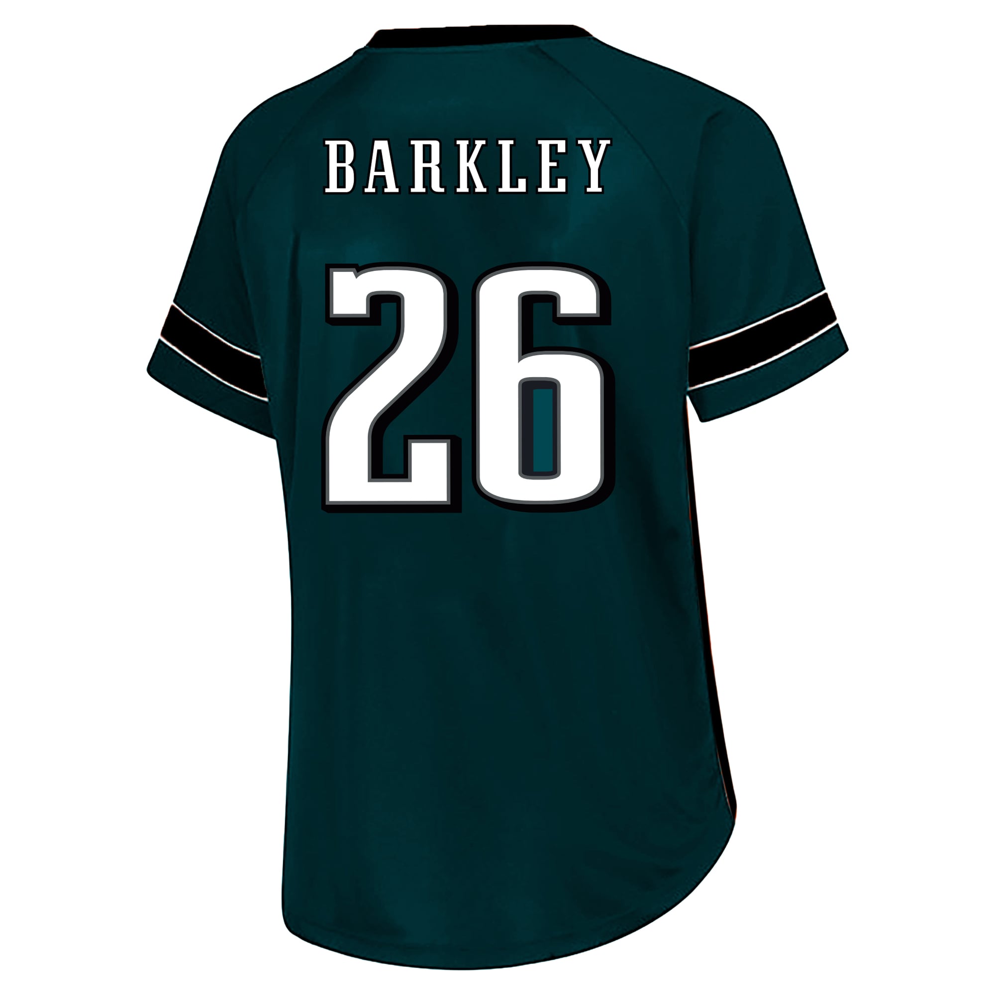 T-shirt Fanatics Saquon Barkley vert nuit pour femme, Philadelphia Eagles, grande taille, avec dentelle et strass, nom numéro