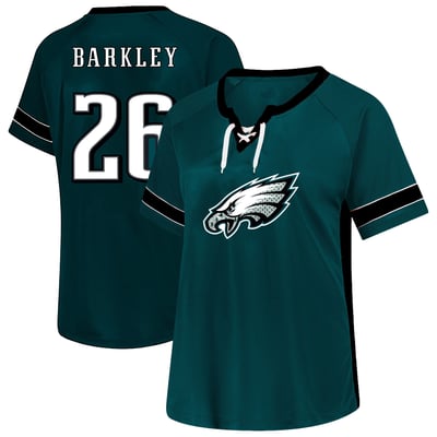 Saquon Barkley Philadelphia Eagles Fanatics Women's Plus Size Lace Bling Name & Number T-Shirt - Midnight Green
