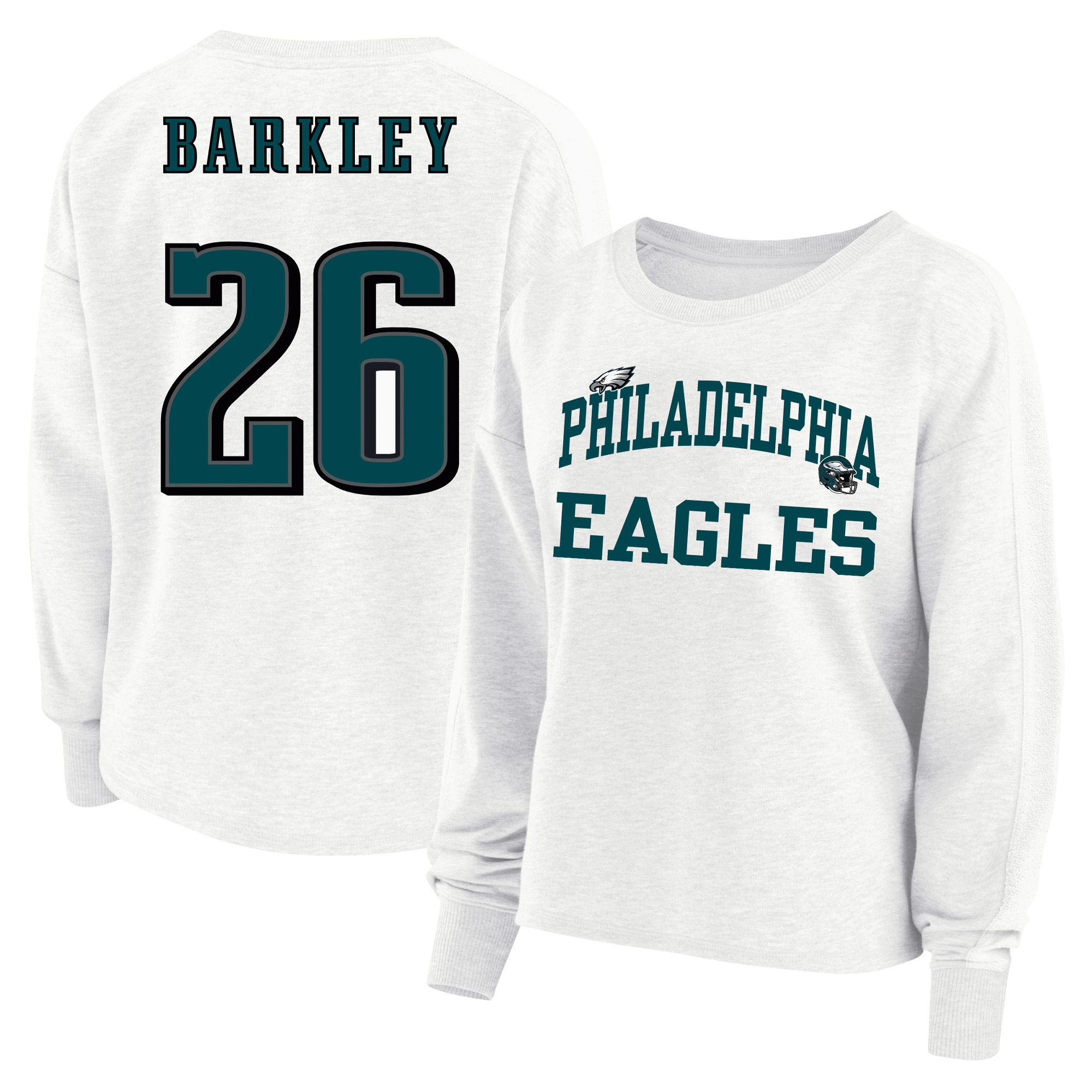 Women's Fanatics Saquon Barkley White Philadelphia Eagles Plus Oversized Name & Number Sweatshirt